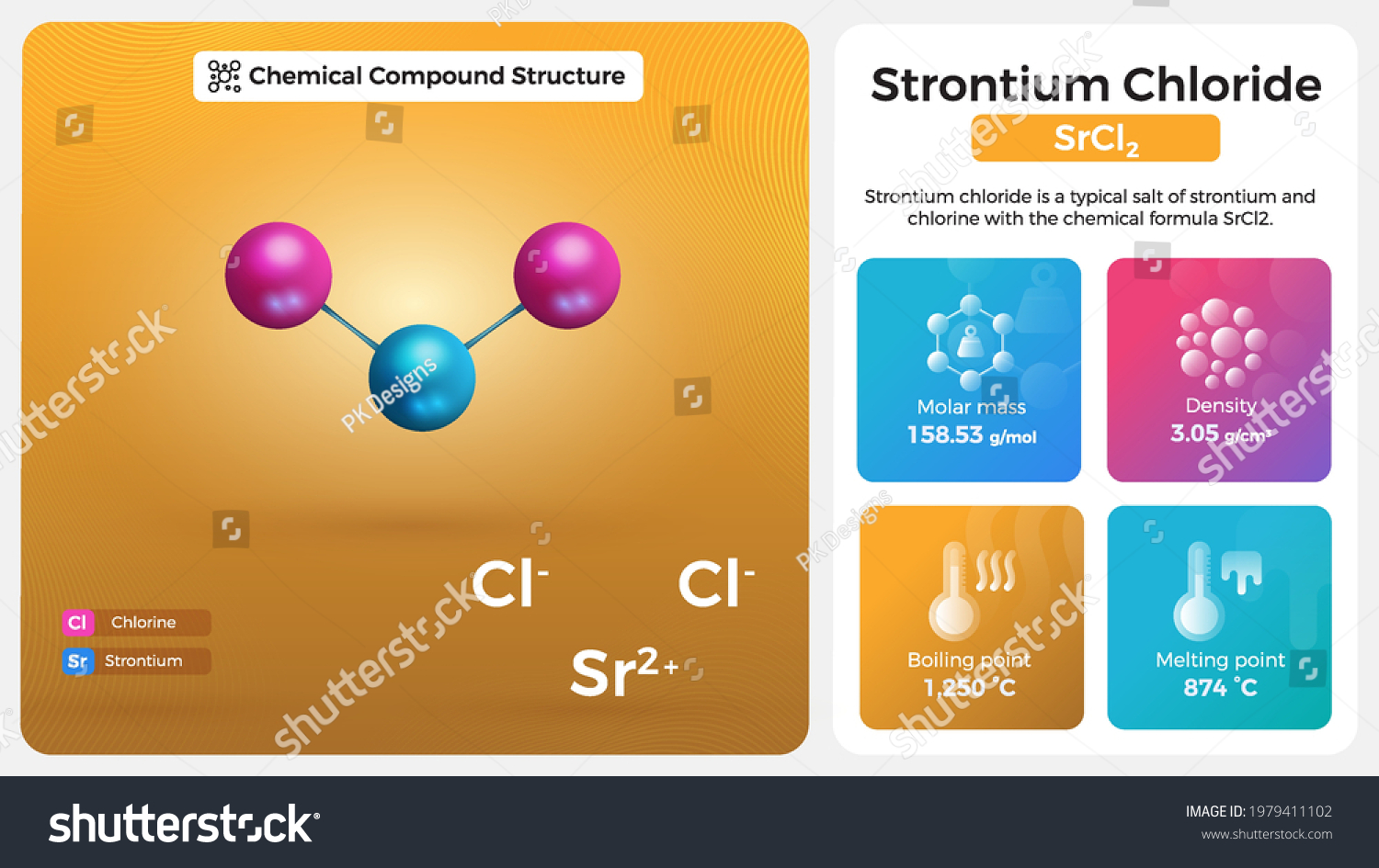 Strontium Chloride Properties Chemical Compound Structure Stock Vector Royalty Free 1979411102