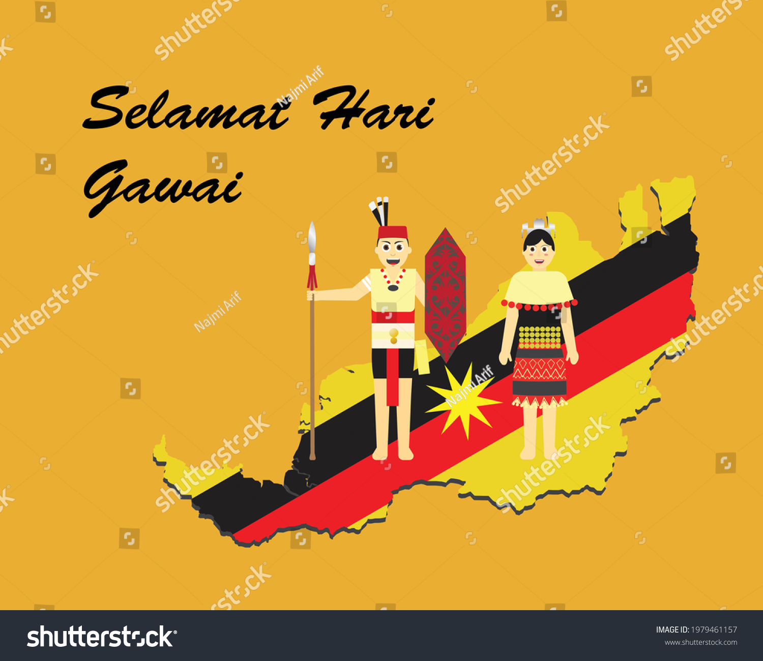 Vektor Stok Vector Hari Gawai Festive Celebration Dayak Tanpa Royalti