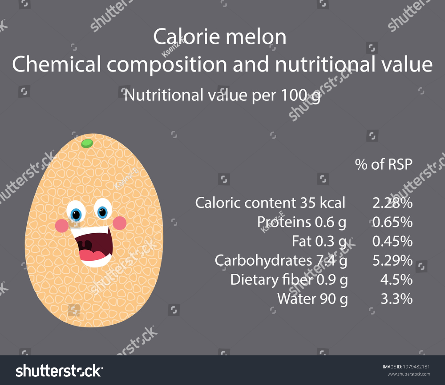 Melon Calorie Table Products Chemical Composition Stock Vector (Royalty