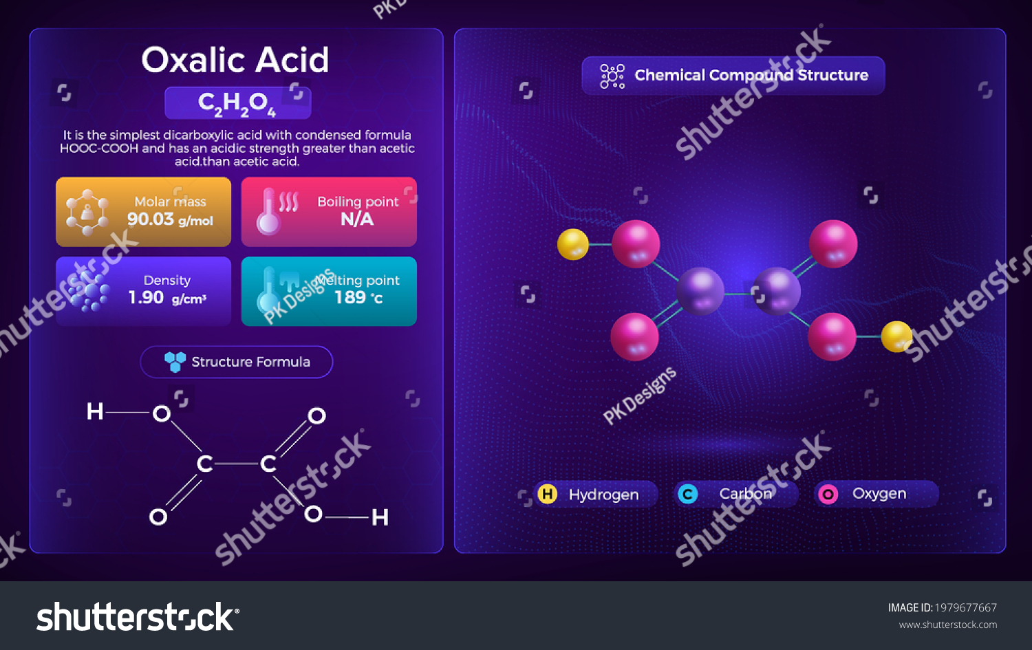 Oxalic Acid Properties Chemical Compound Structure Stock Vector ...
