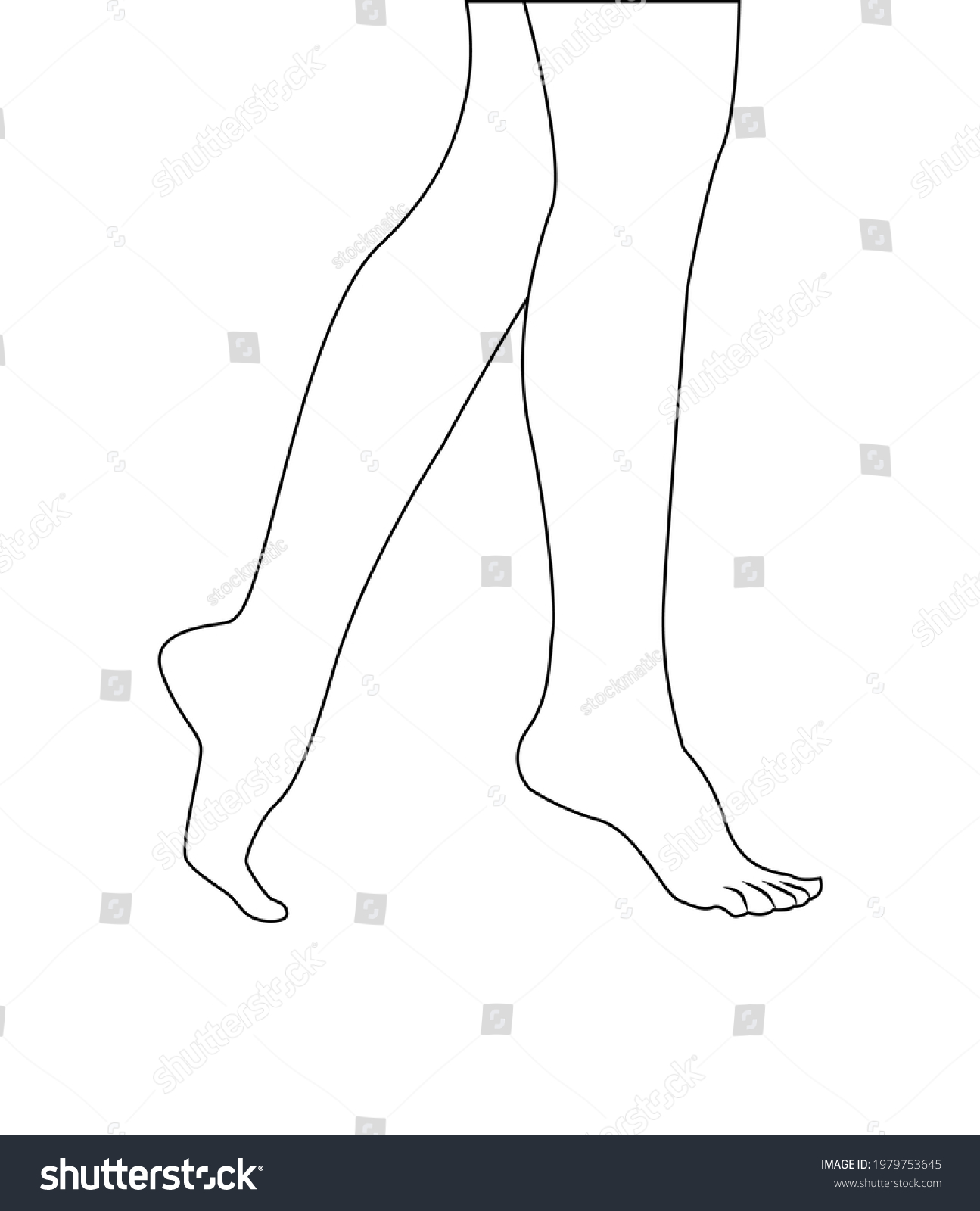 Girl Walking Her Bare Legs Side Stock Vector (Royalty Free) 1979753645 ...