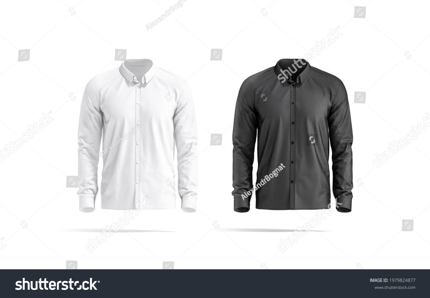 Blank Black White Classic Shirt Mockup Stock Illustration 1979824877 ...