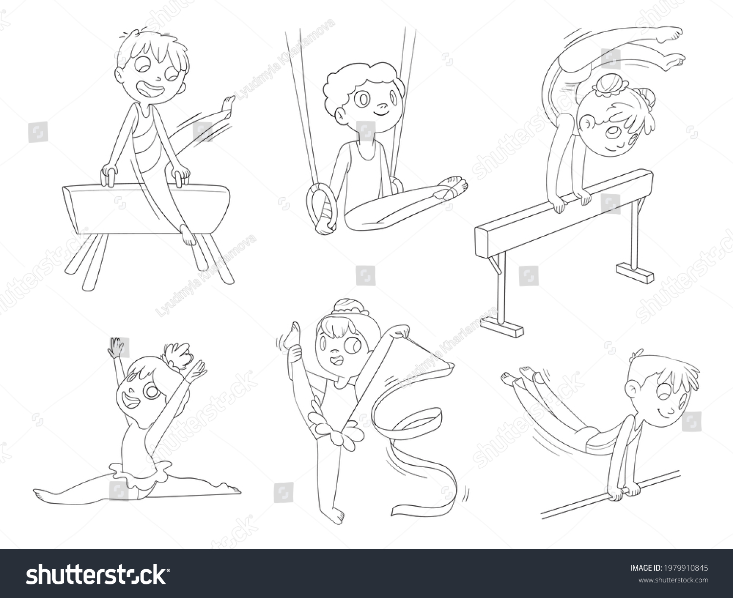 Rhythmic Gymnastics Artistic Gymnastics Balance Beam Stock Vector ...