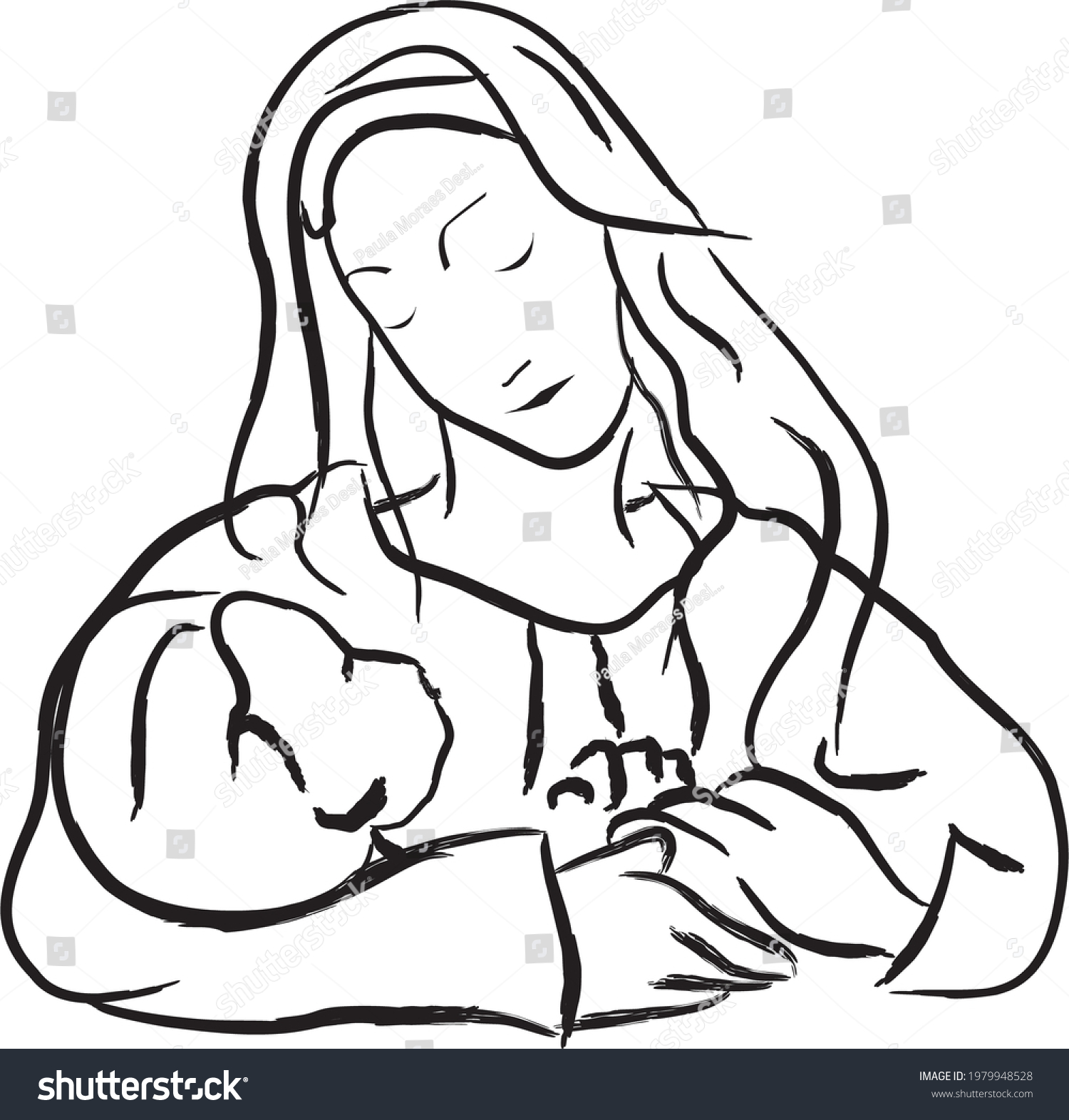 Virgin Mary Our Lady Jesus Rosary Stock Vector (Royalty Free ...