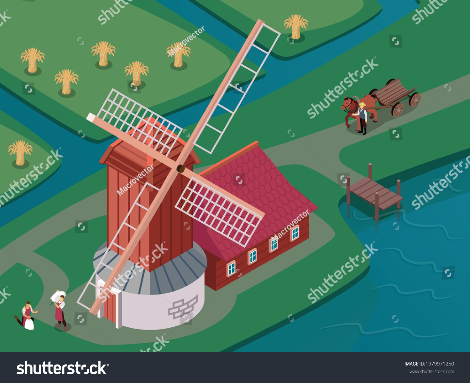 220 Old Fashioned Windmill Stock Vectors, Images & Vector Art ...