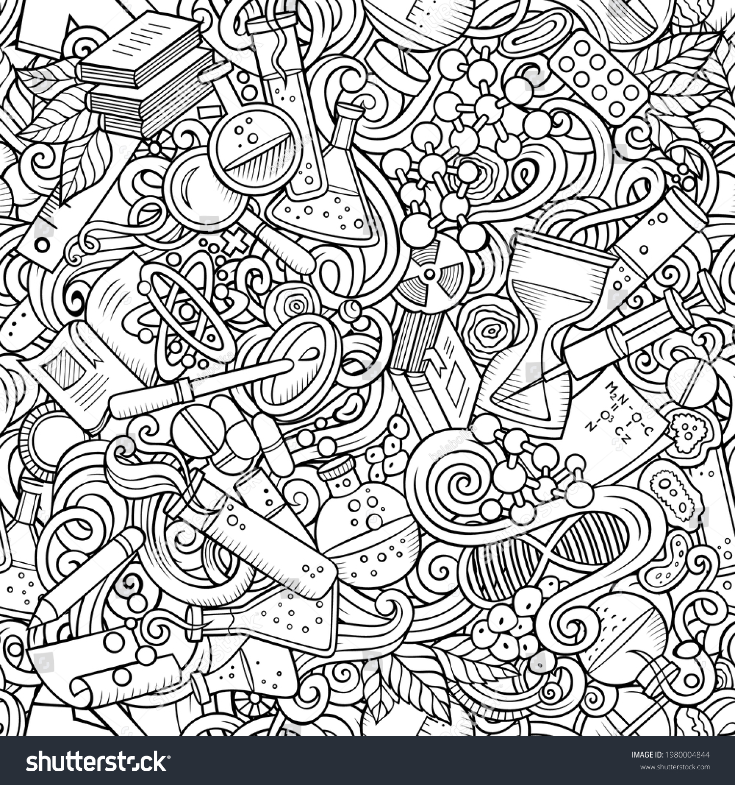 Science Hand Drawn Doodles Seamless Pattern Stock Vector (Royalty Free ...