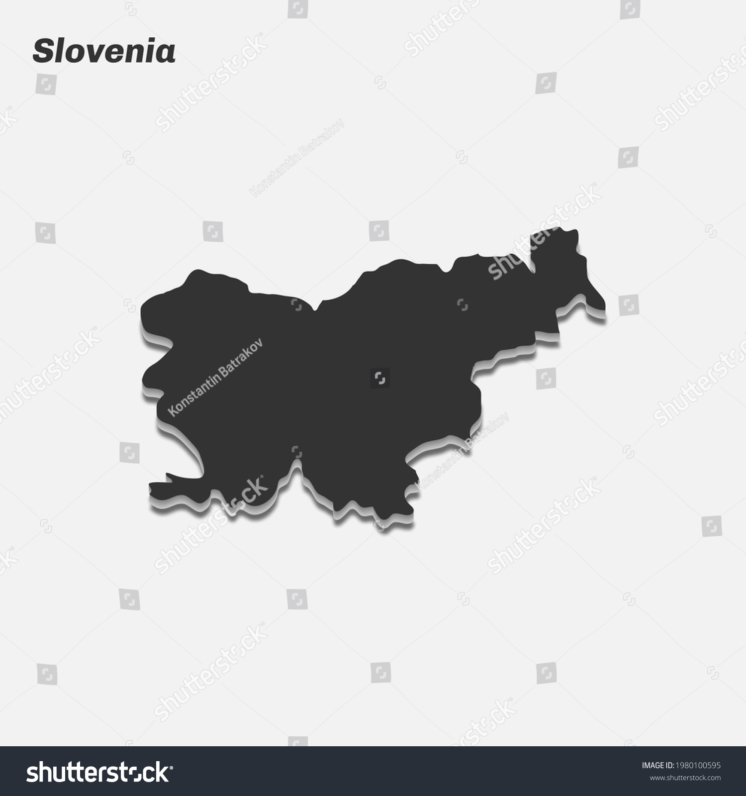 Slovenia Map 3d Silhouette Vector Illustration Stock Vector (Royalty ...