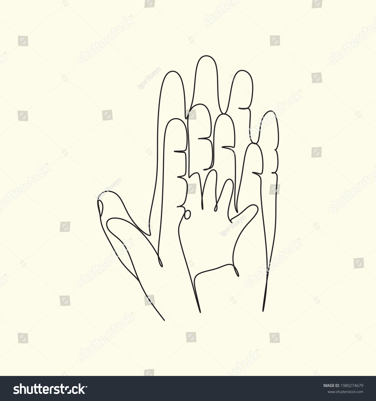 Family Hands Line Art Vector Stock Vector (Royalty Free) 1980274679 ...