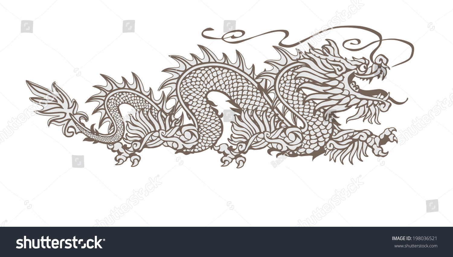 Raster Version Chinese Dragon Two Colors Stock Illustration 198036521 ...