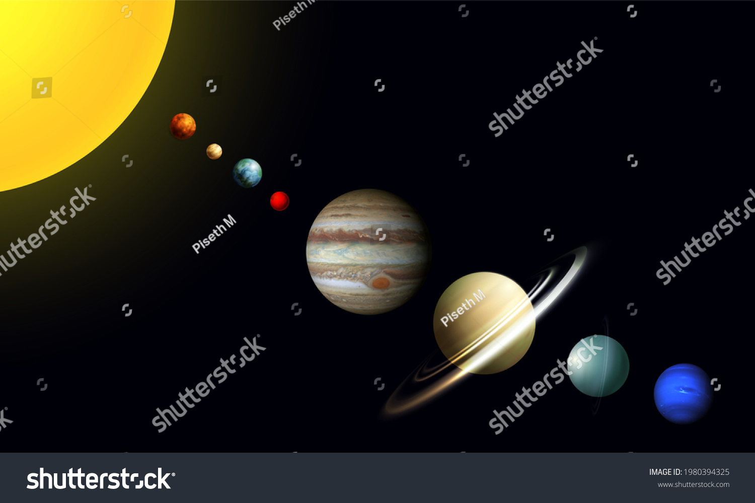 Planets Solar System Dark 3d Illustration Stock Illustration 1980394325 ...