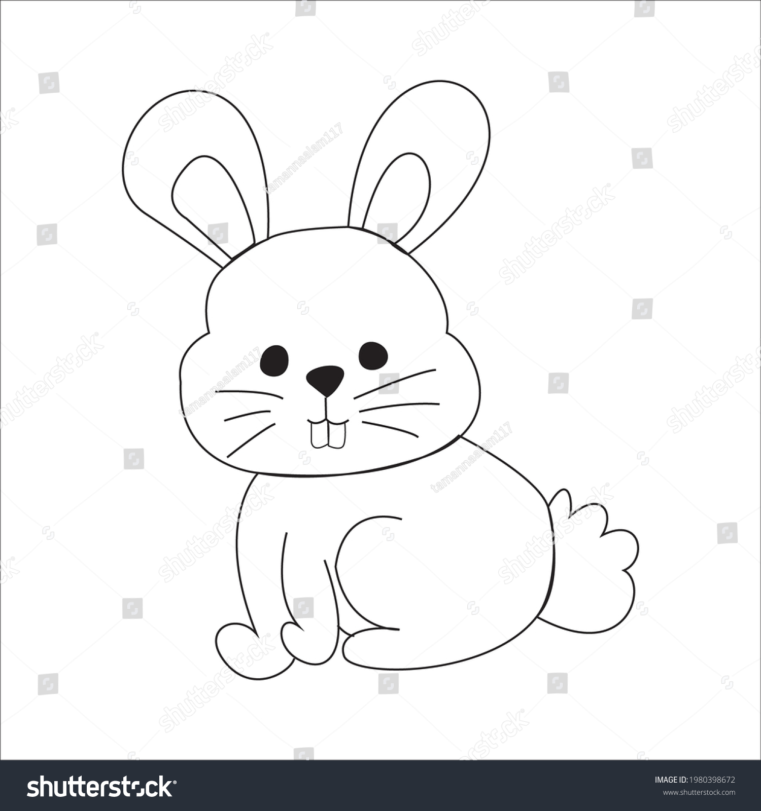 Cut Easy Bunny Character Coloring Pages Stock Vector (Royalty Free ...