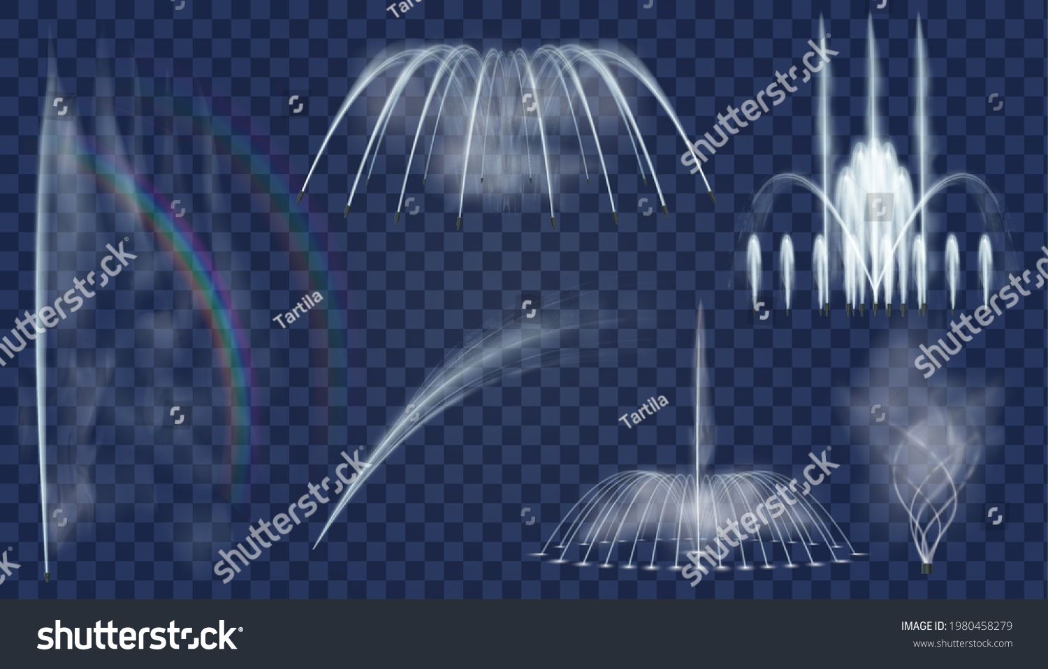 Realistic Fountain 3d Decorative Water Jets Stock Vector (Royalty Free ...