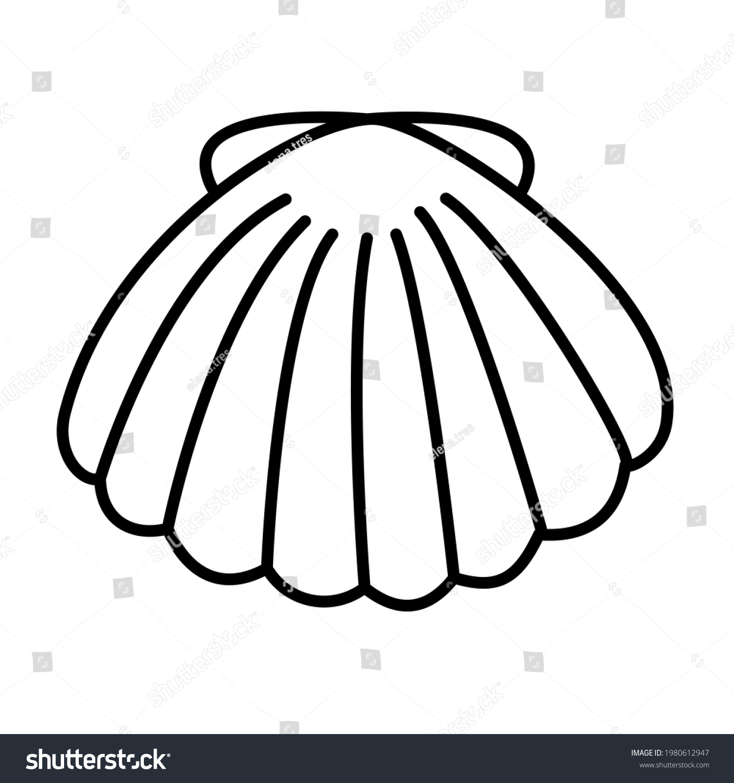 Shell Black White Contour Clipart Vector Stock Vector (Royalty Free ...