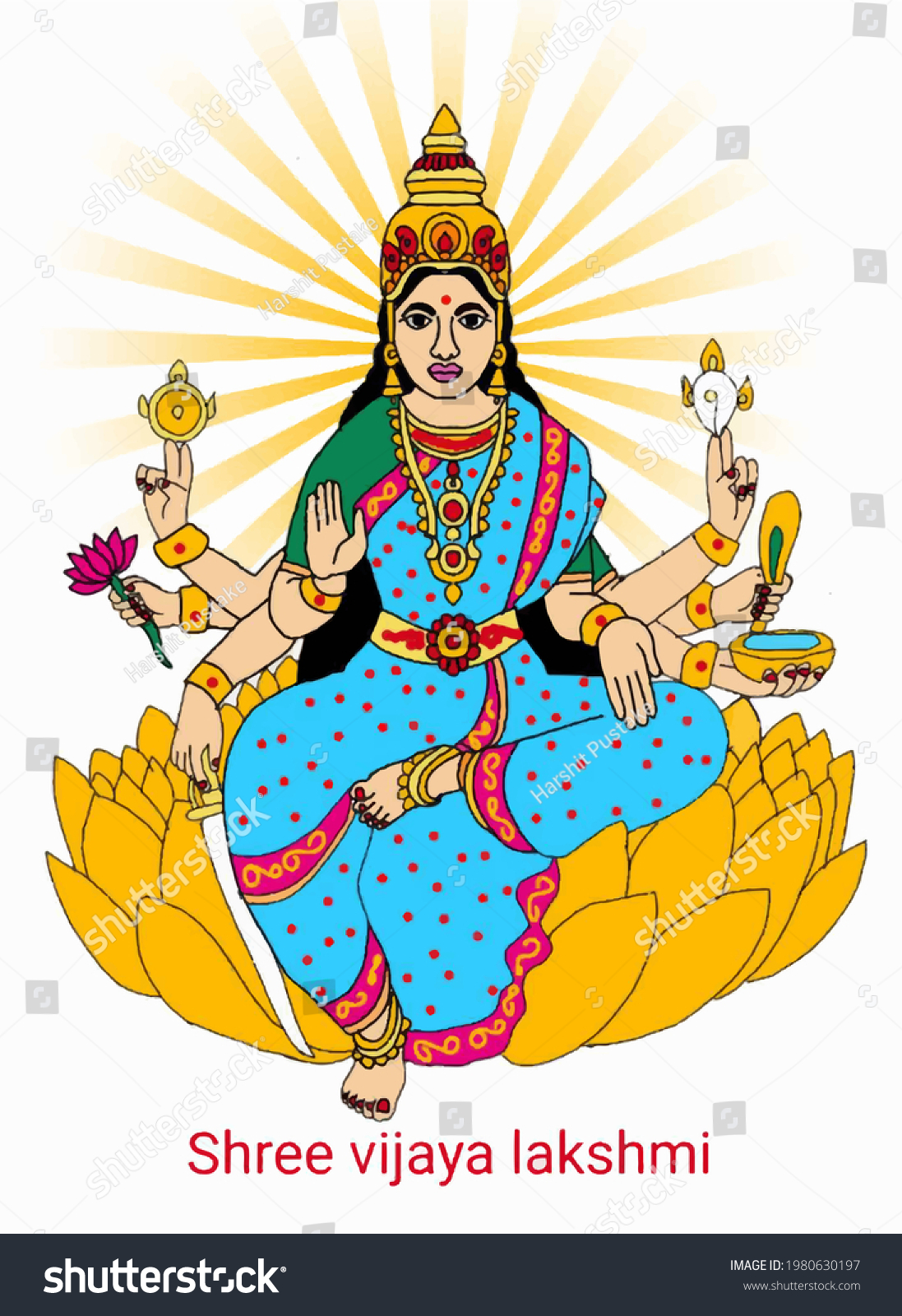 Beautiful Illustration Goddess Vijaya Laxmi Stock Illustration ...