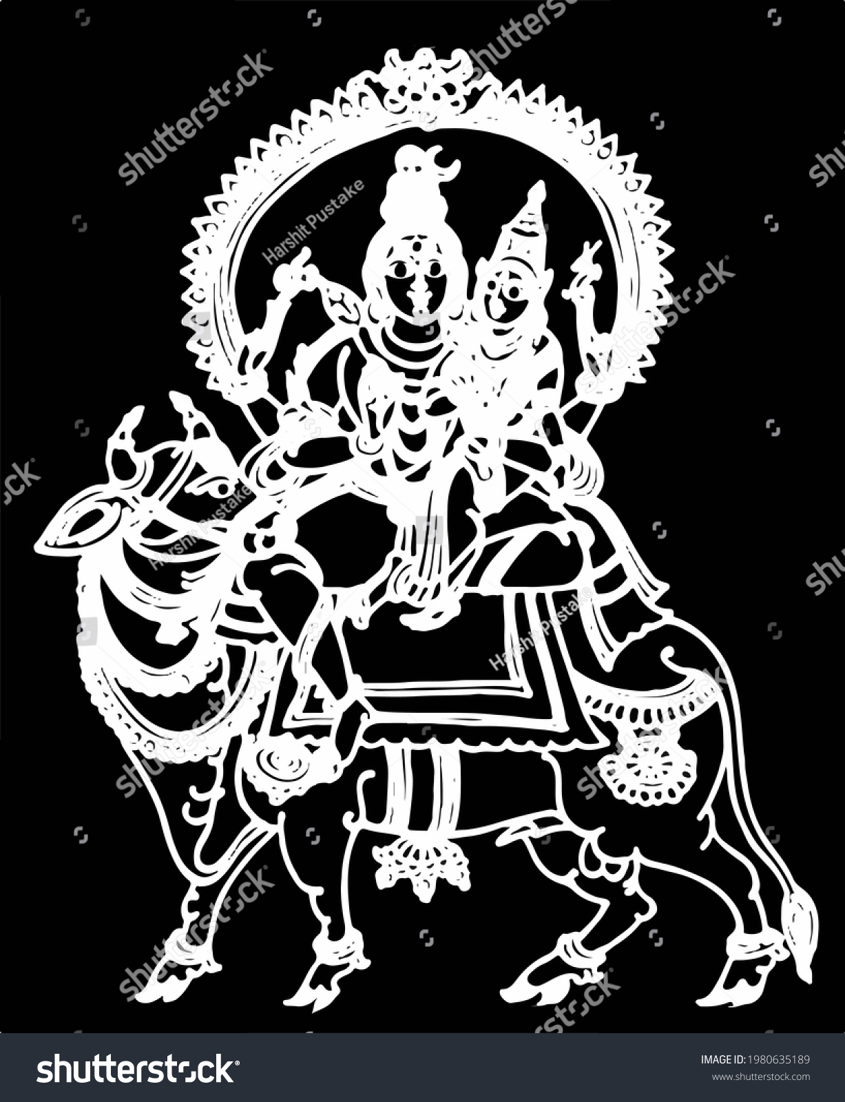 Beautiful Illustration Lord Shiva Parvati Stock Illustration 1980635189 ...