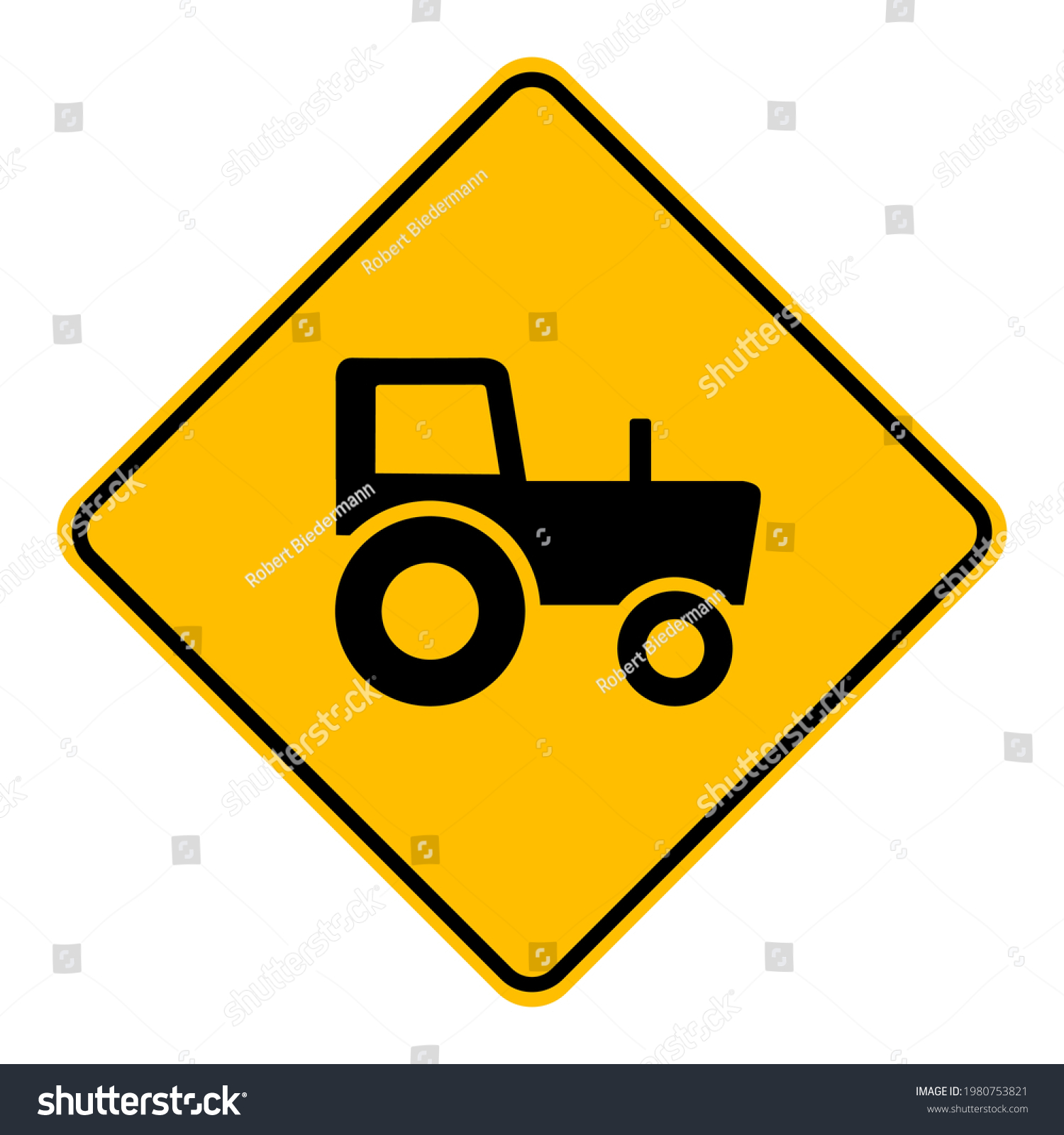 Tractor Road Sign On White Stock Vector (Royalty Free) 1980753821 ...