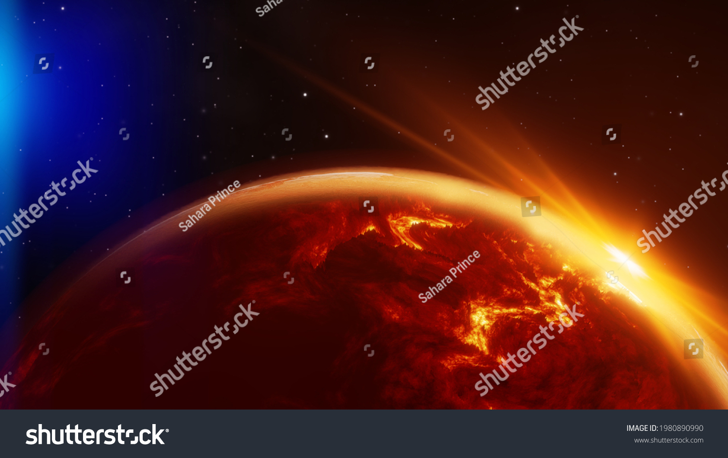 Glowing Red Planet Space Stars 3d Stock Illustration 1980890990 ...