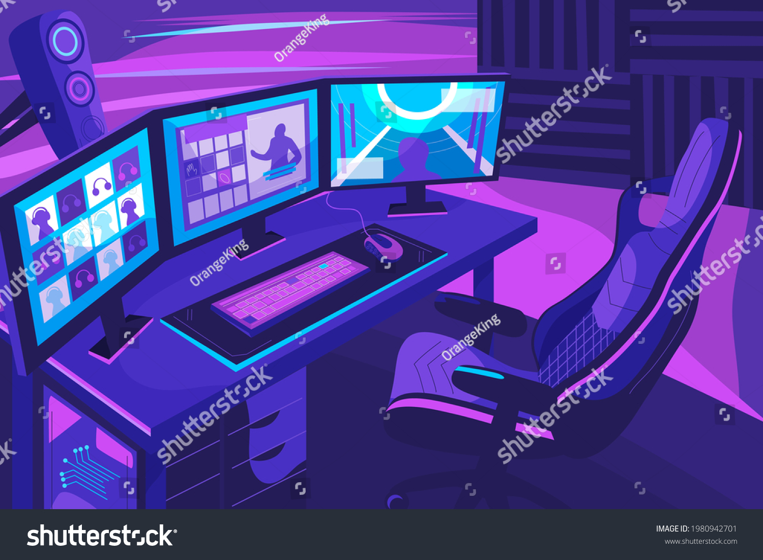 Gamer Room Modern Technology Workplace Streaming Stock Vector (Royalty ...