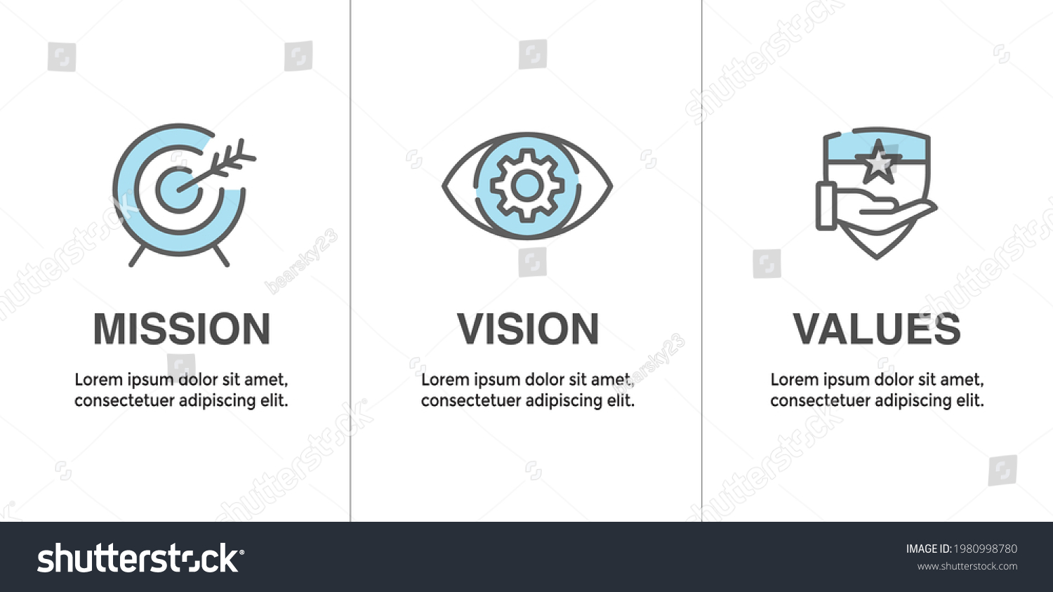 Mission Vision Values Icon Set Mission Stock Vector (Royalty Free ...