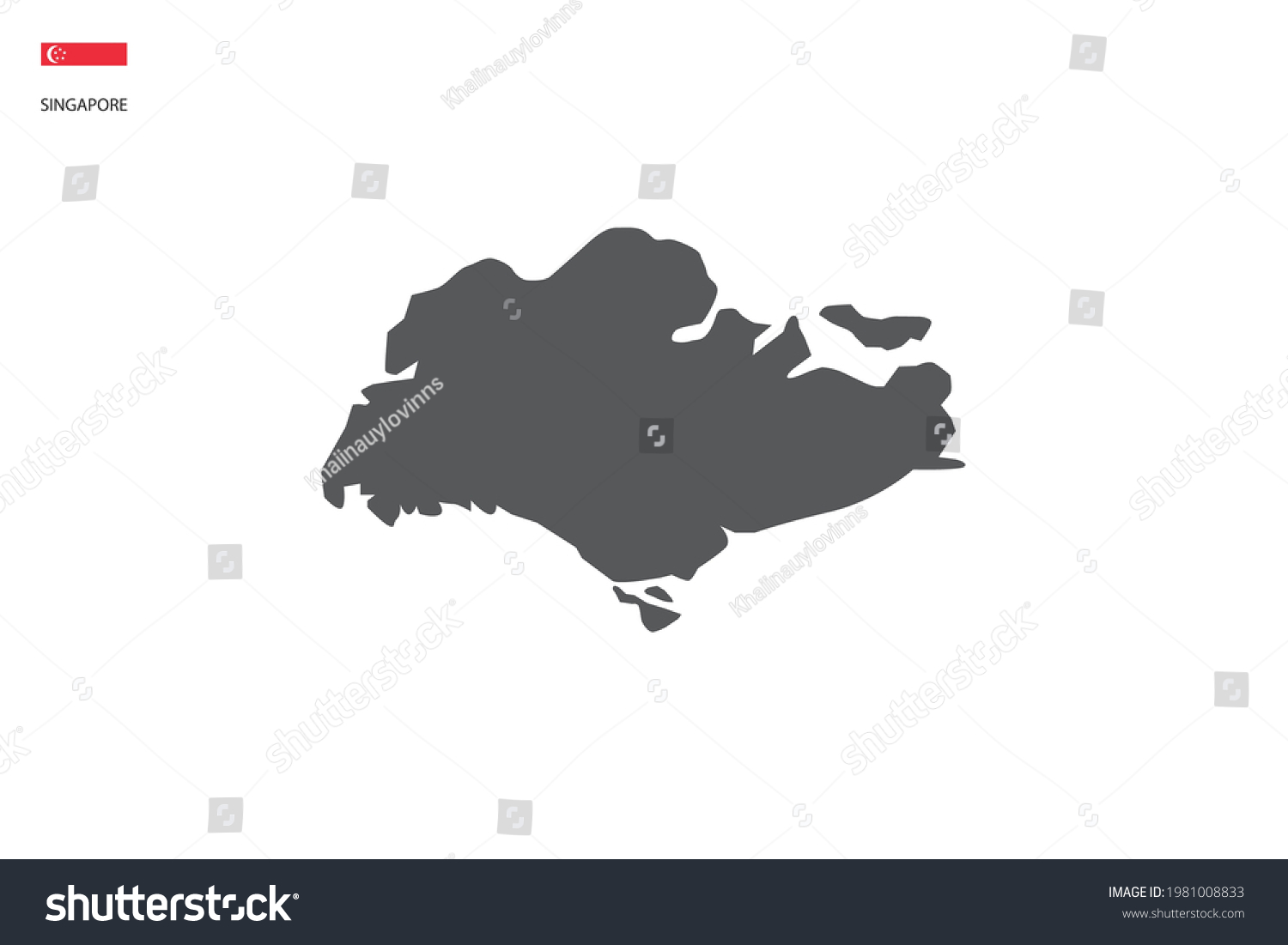 Singapore Black Shadow Map Isolated On Stock Vector (Royalty Free ...