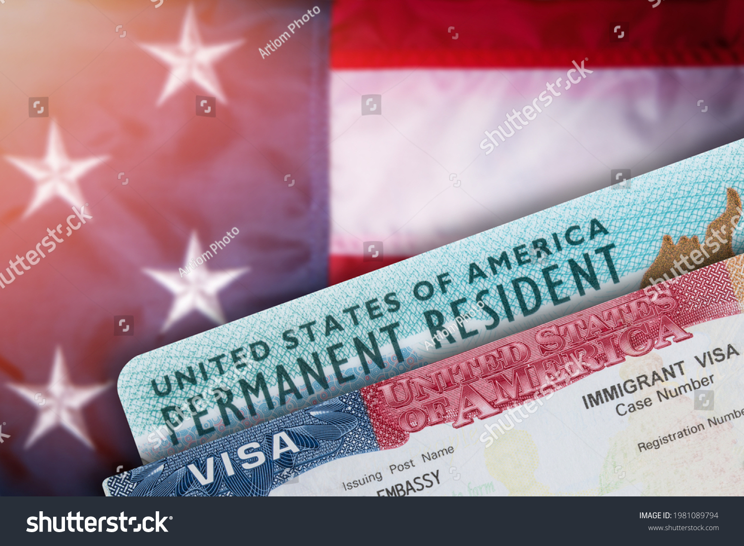 Immigration Visa United States America Green Stock Photo 1981089794 ...