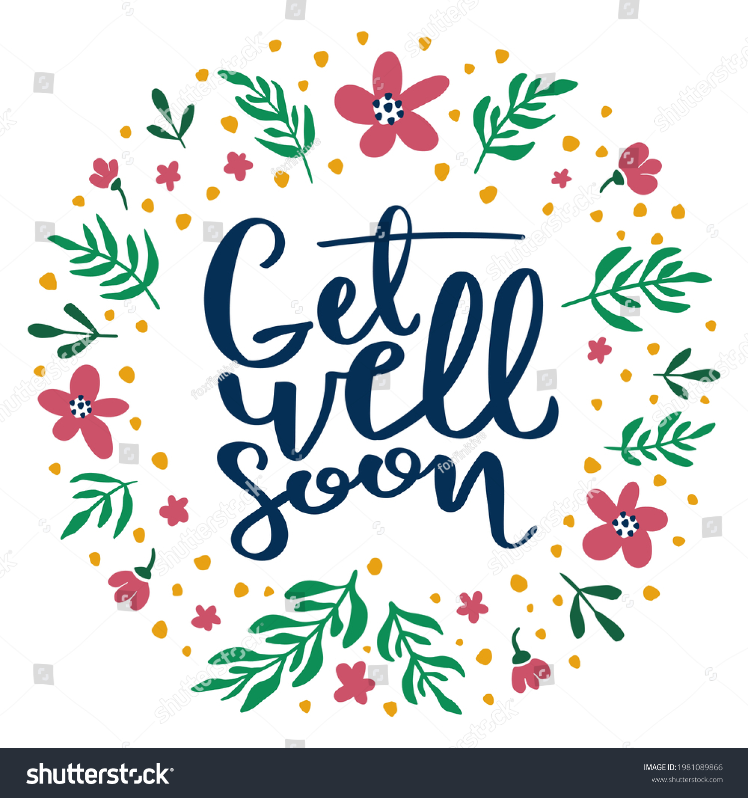 Get Well Soon Handwritten Text Surrounded Stock Vector (Royalty Free ...