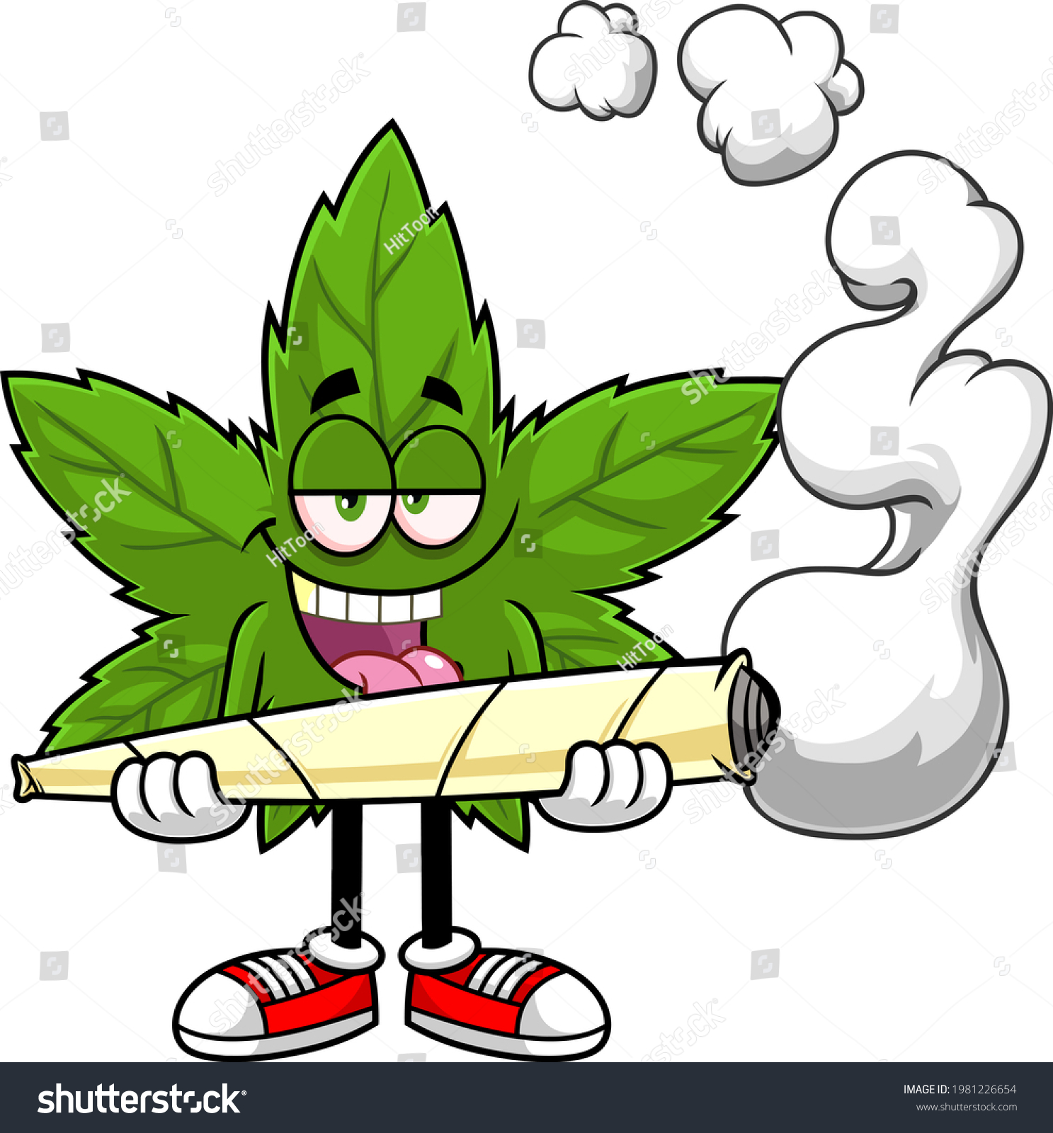 Crazy Marijuana Leaf Cartoon Character Holding Stock Illustration ...