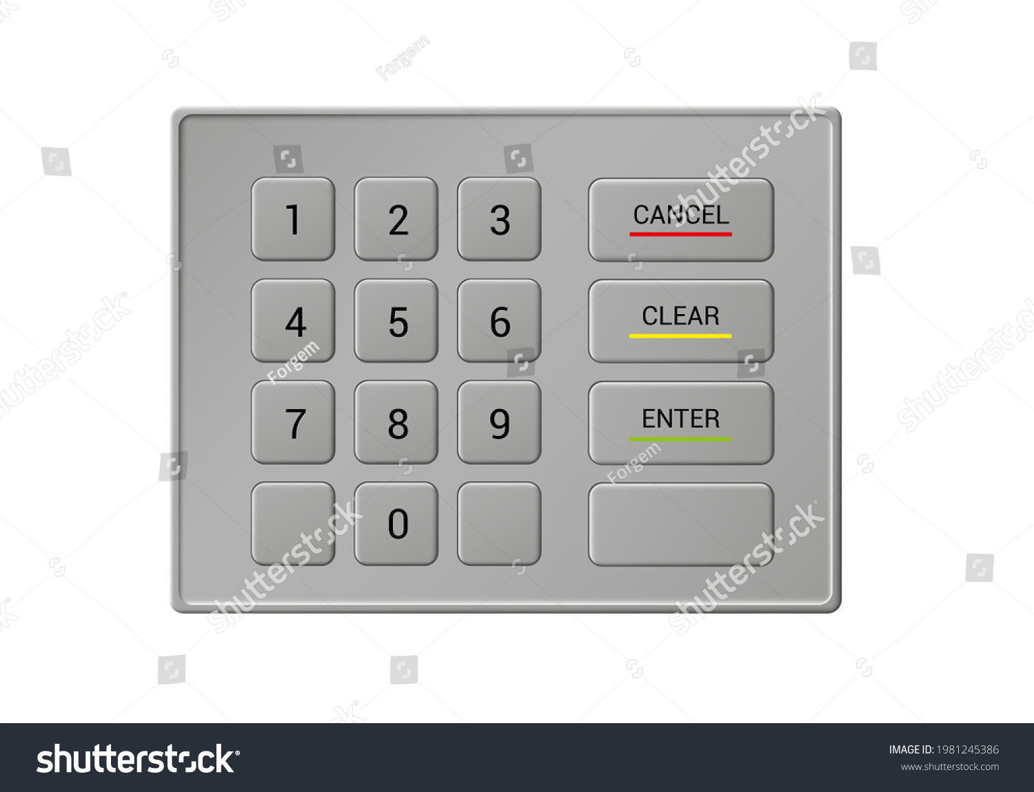 Illustration Metal Atm Keyboard Numbers Buttons Stock Vector (Royalty ...