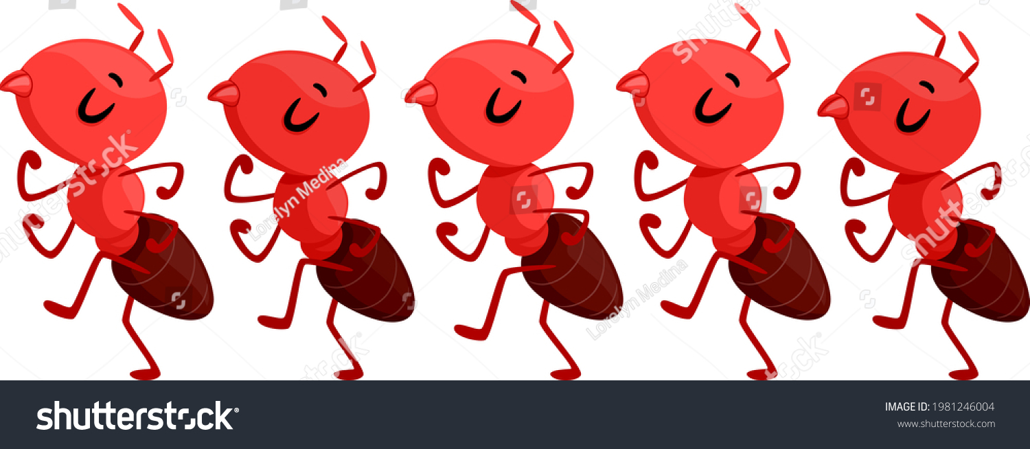 Illustration Red Ant Mascots Marching Forward Stock Vector (Royalty ...