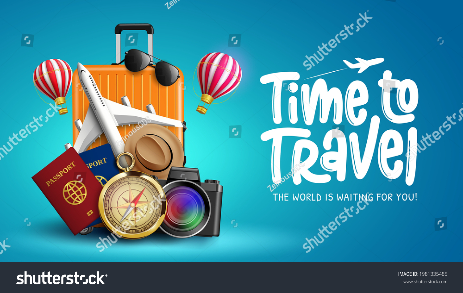 Travel Time Vector Banner Design Time Stock Vector (Royalty Free ...