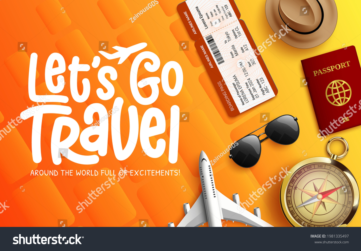 Travel Vector Background Design Lets Go Stock Vector (Royalty Free ...