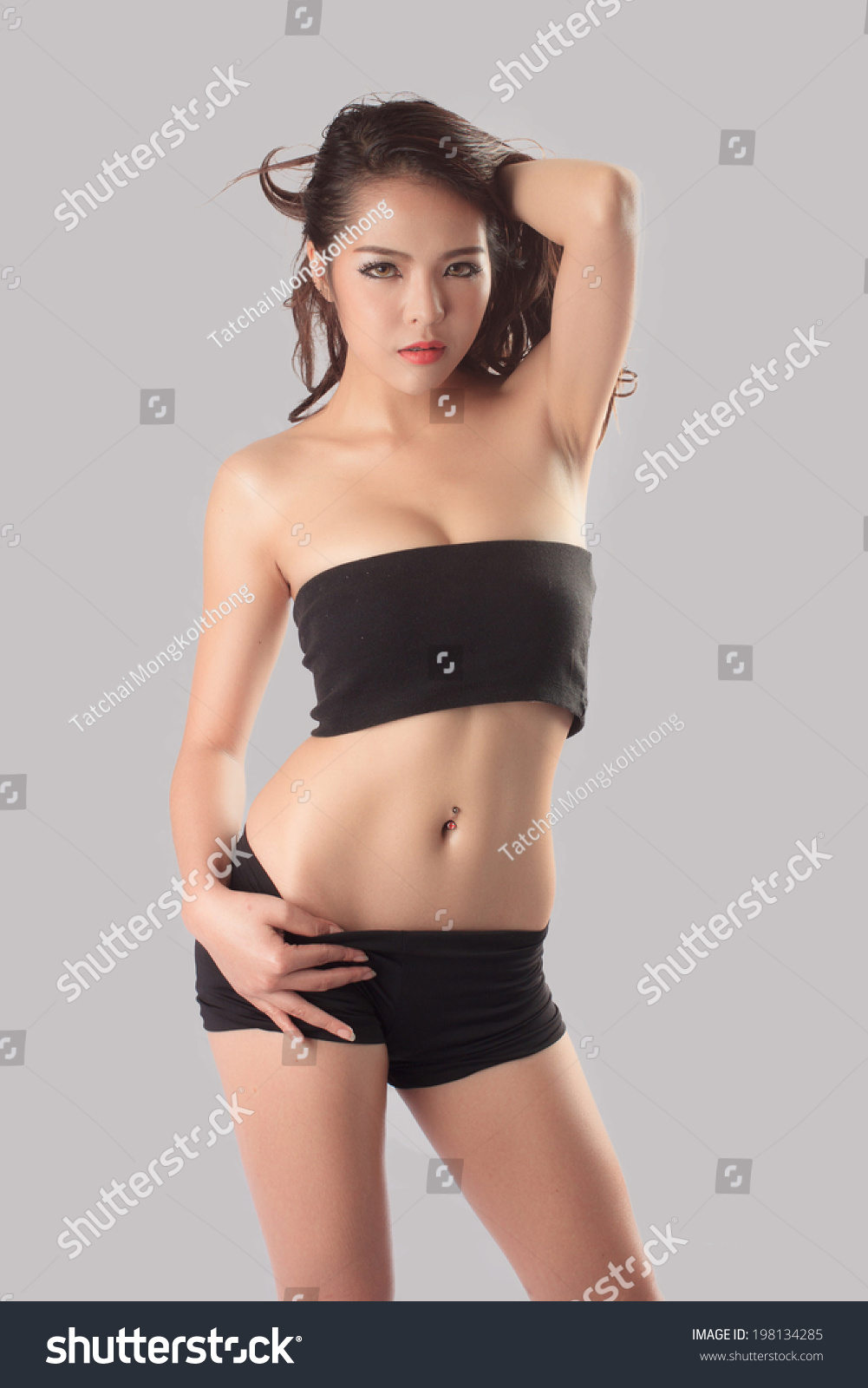 Sexy Young Woman Post Studio Stock