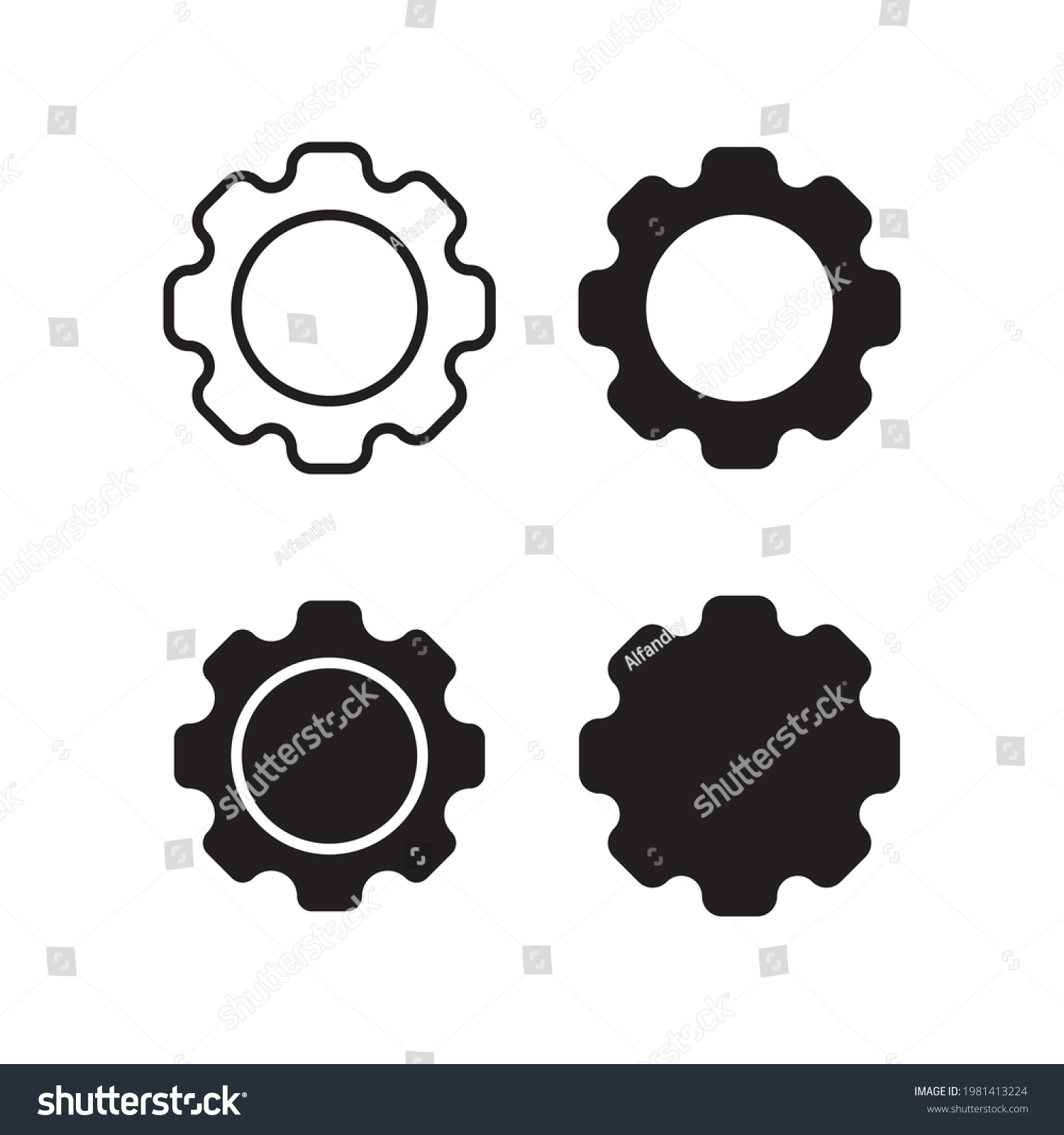 Settings Button Icon Black White Settings Stock Vector (Royalty Free ...