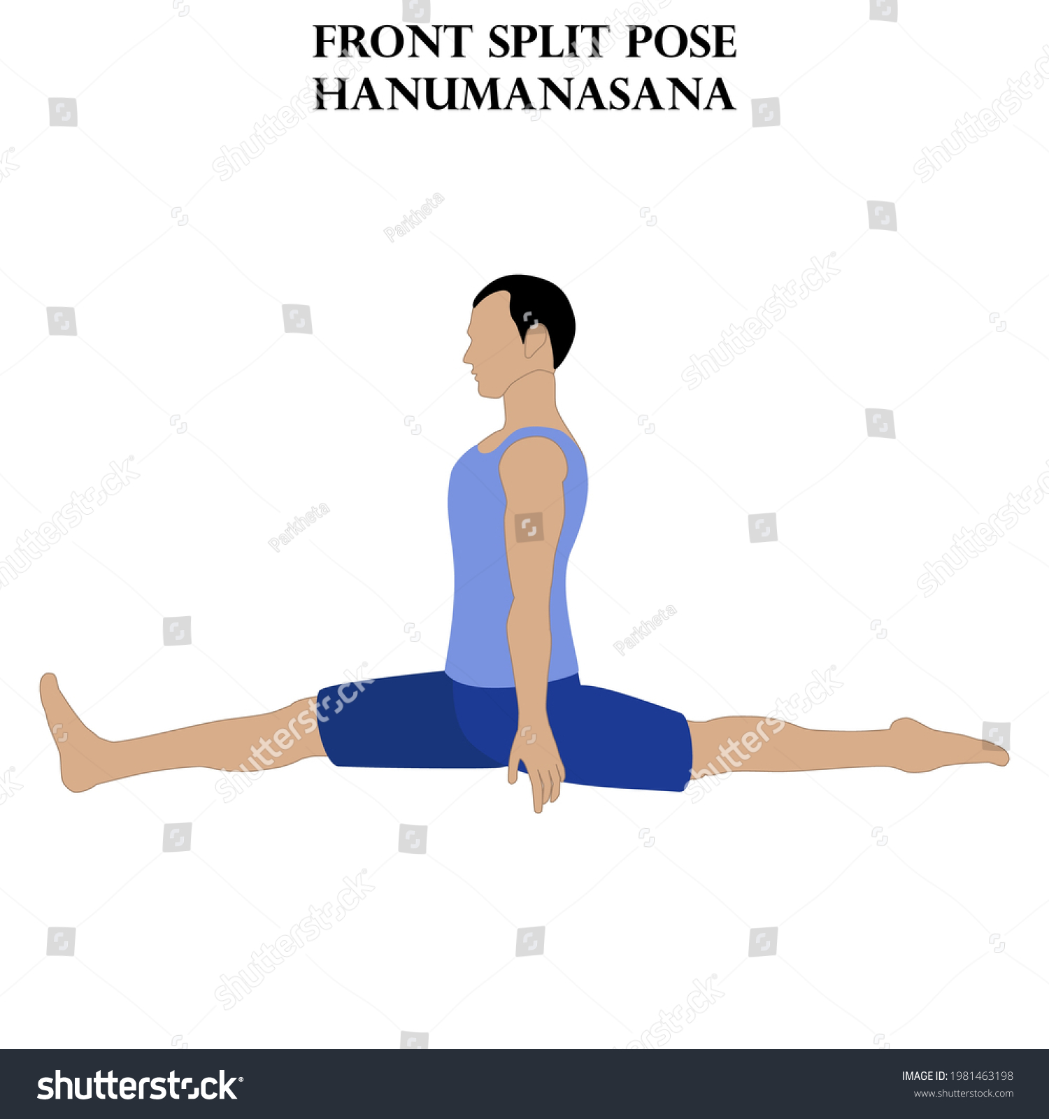 Front Split Pose Yoga Workout Hanumanasana Stock Vector (Royalty Free ...