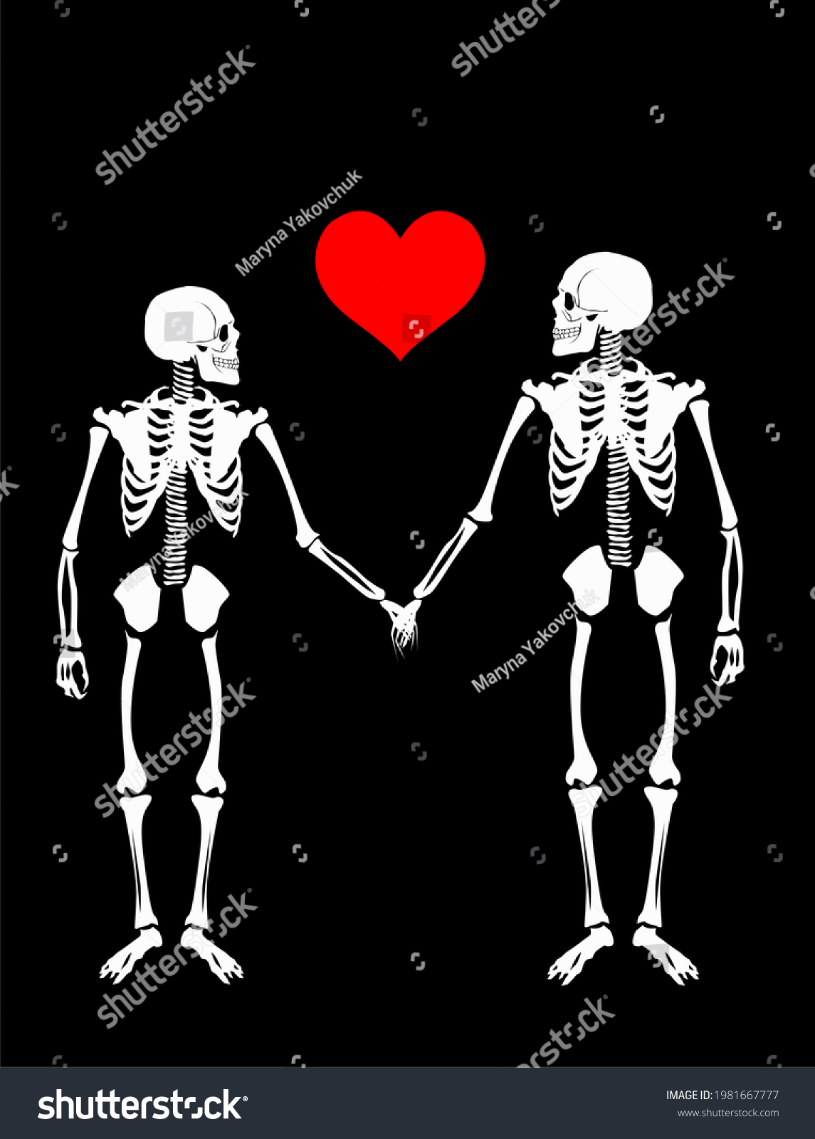 Illustration Two Skeletons Love On Theme Stock Illustration 1981667777 ...