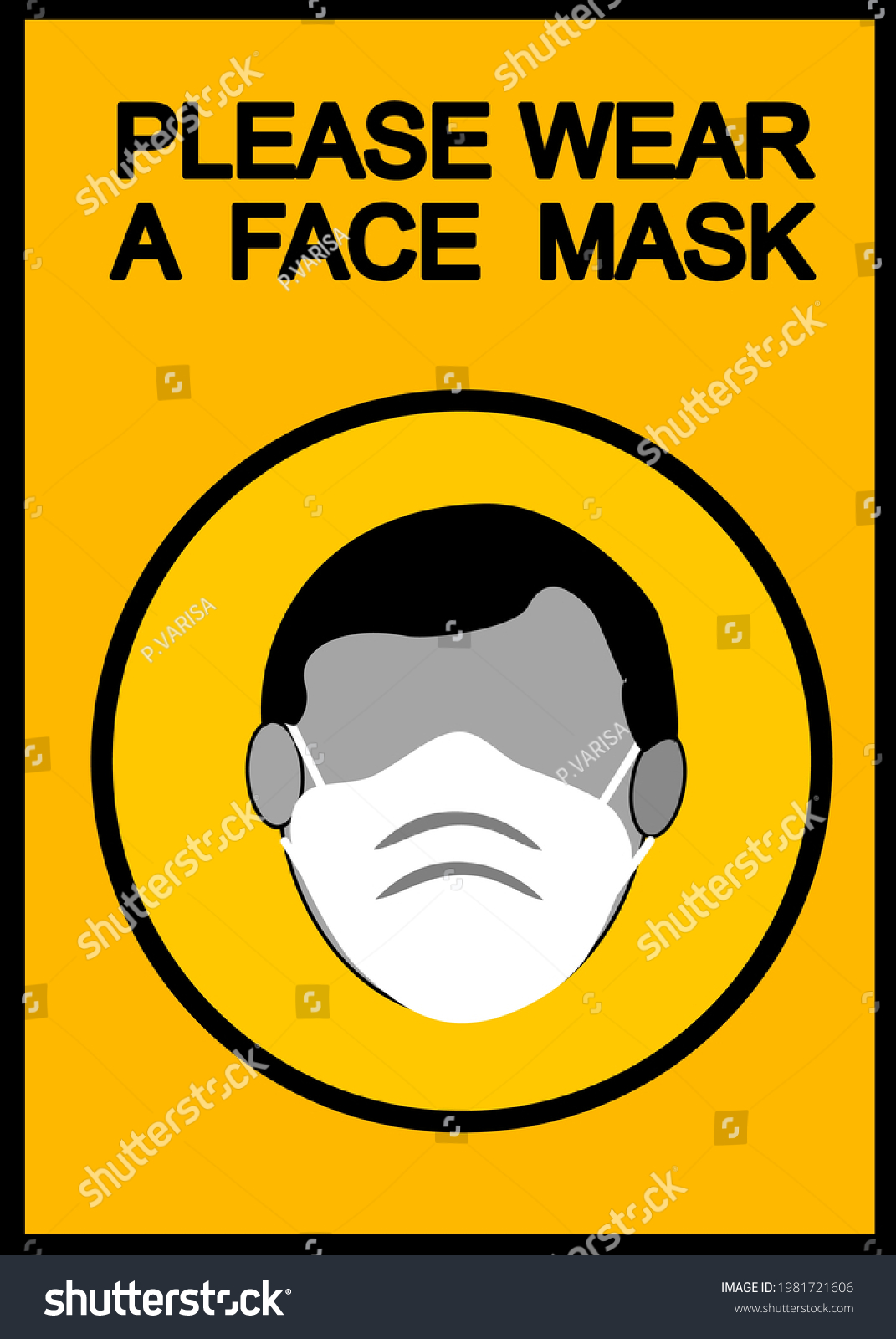 Attention Sign Please Wear Face Mask Stock Vector (Royalty Free ...