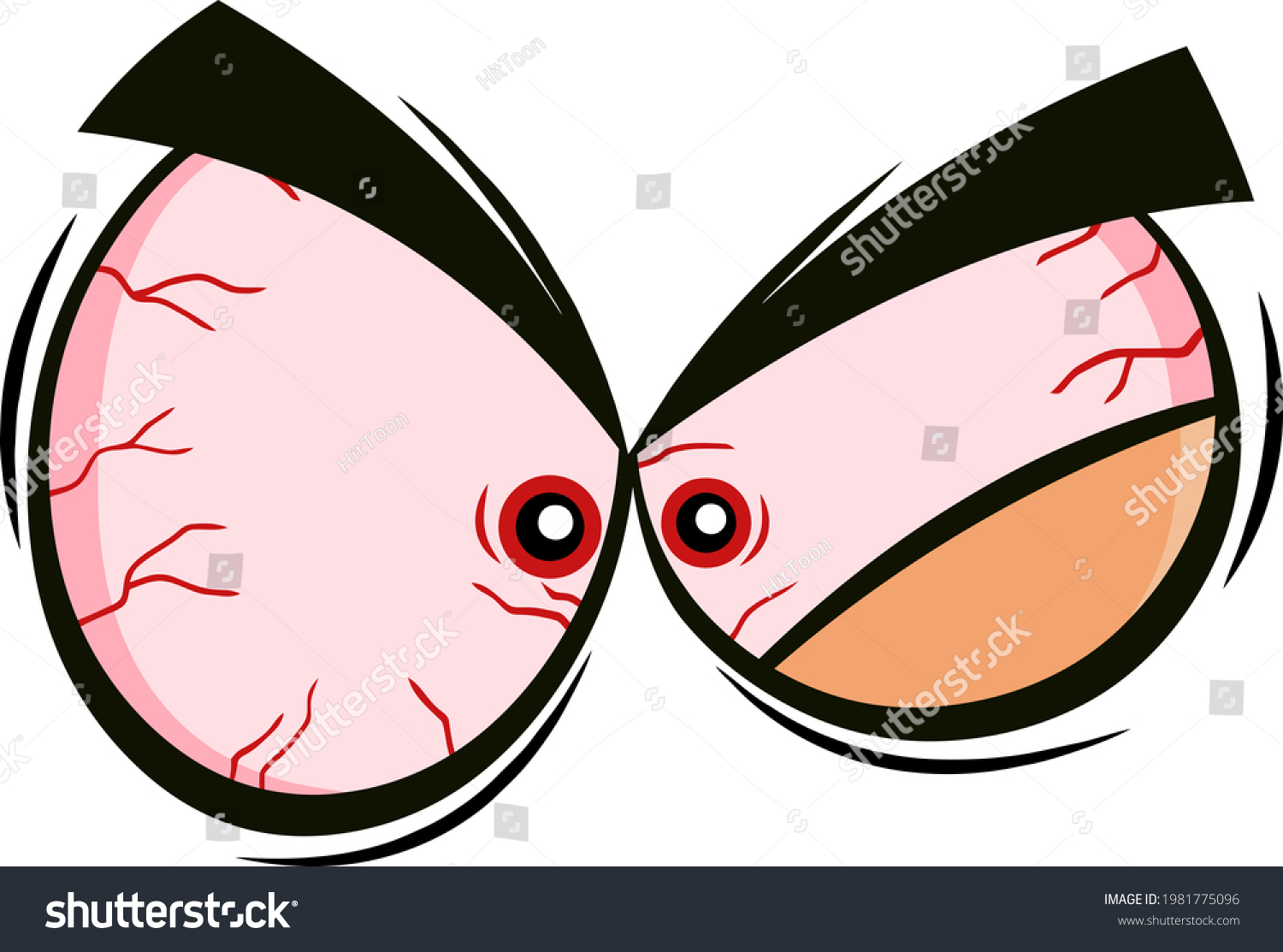 Angry Cartoon Funny Eyes Raster Hand Stock Illustration 1981775096 ...