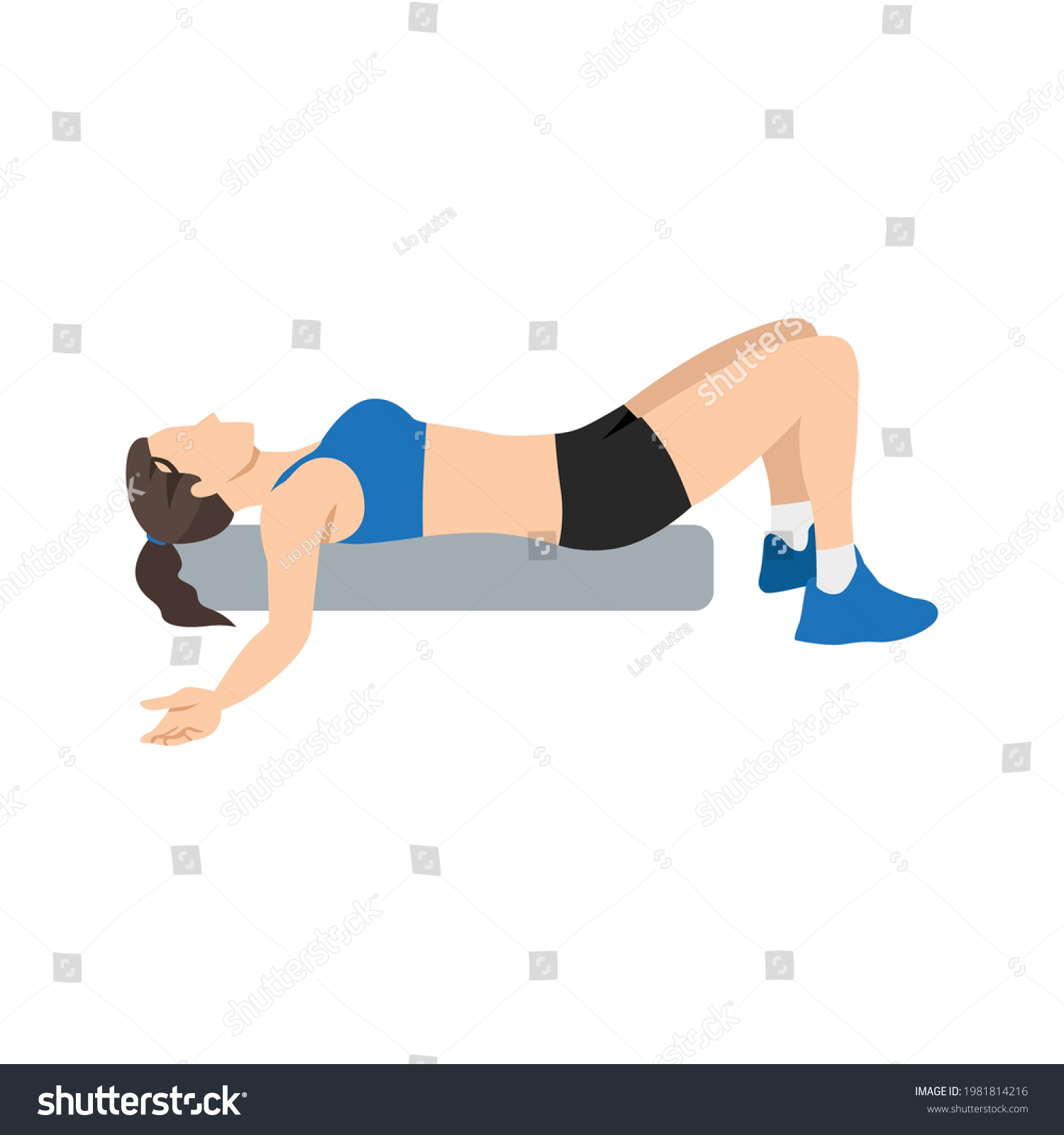 Woman Doing Foam Roller Chest Opener Stock Vector (Royalty Free ...