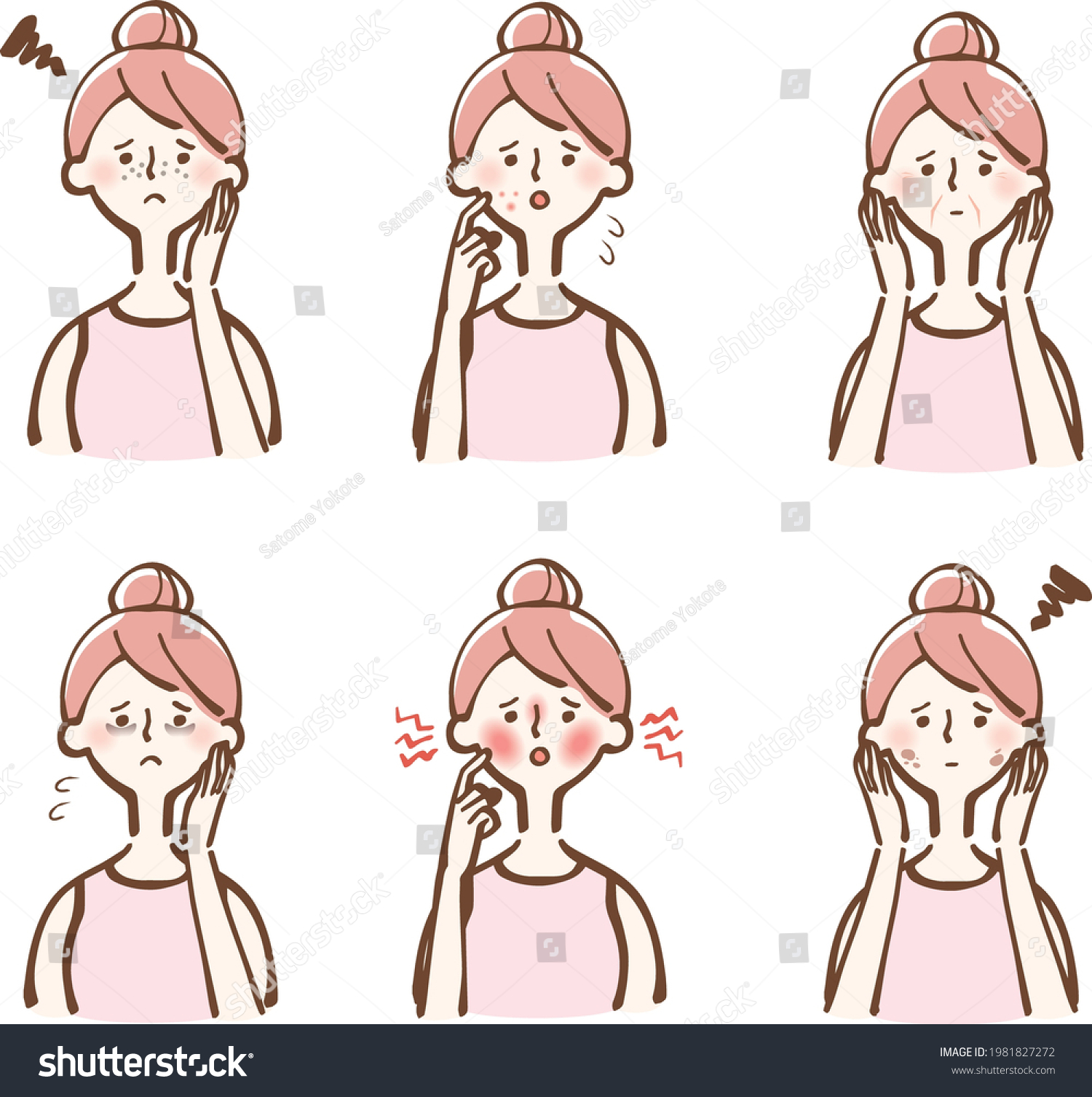 Skin Problems Female Illustration Set Stock Vector (Royalty Free ...