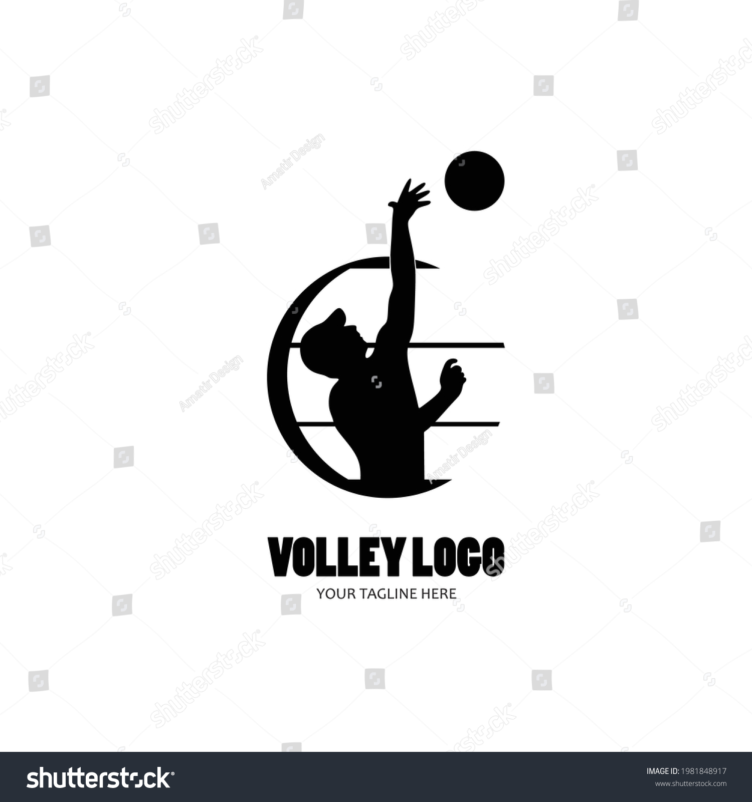 Volleyball Logo Vector Silhouette Design Stock Vector (Royalty Free ...