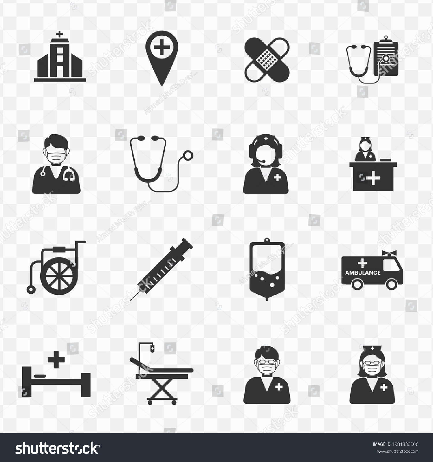 Set Hospital Simple Vector Icons Transparent Stock Vector (royalty Free 