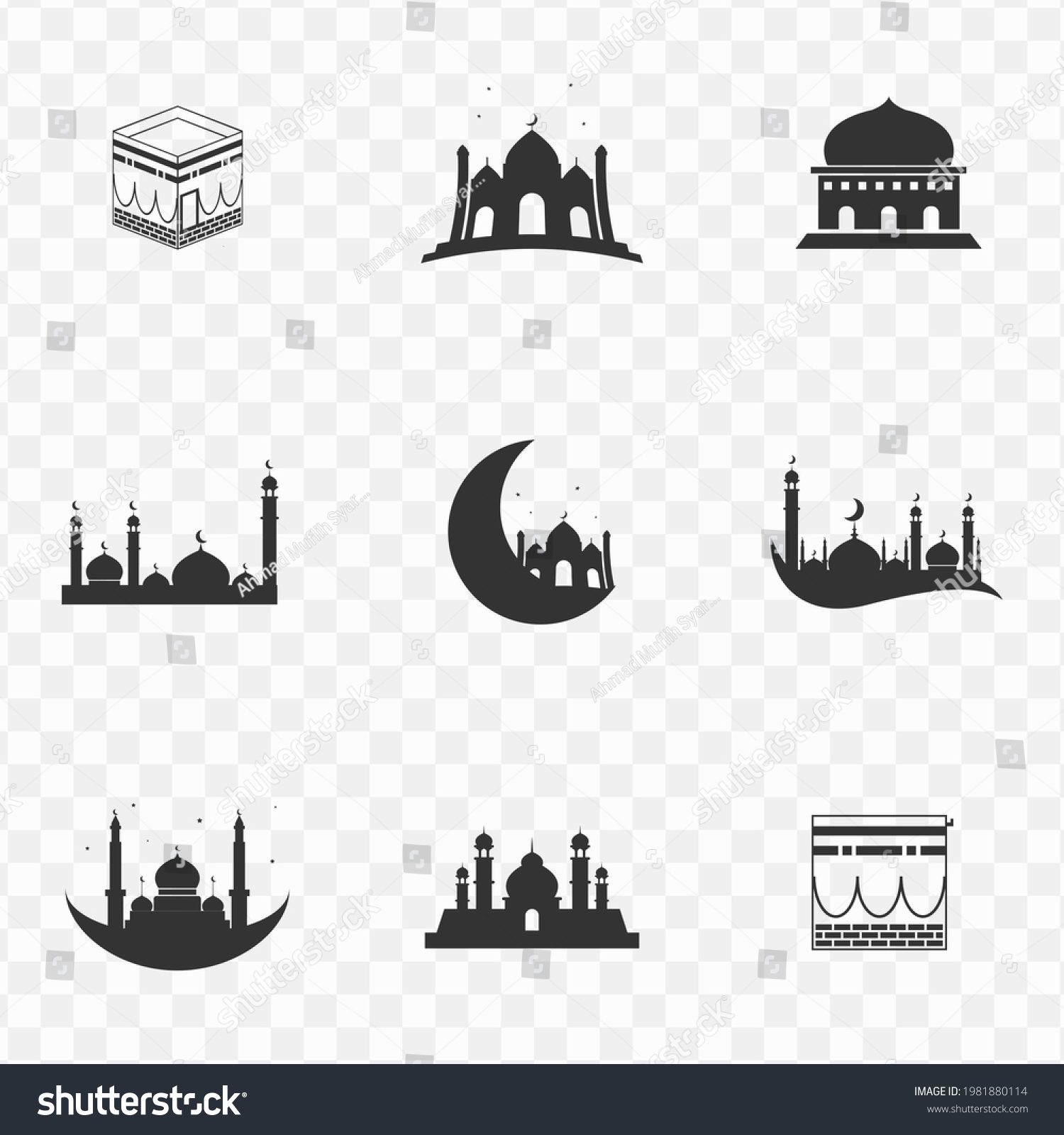 Set Mosque Simple Vector Icons Transparent Stock Vector (Royalty Free ...