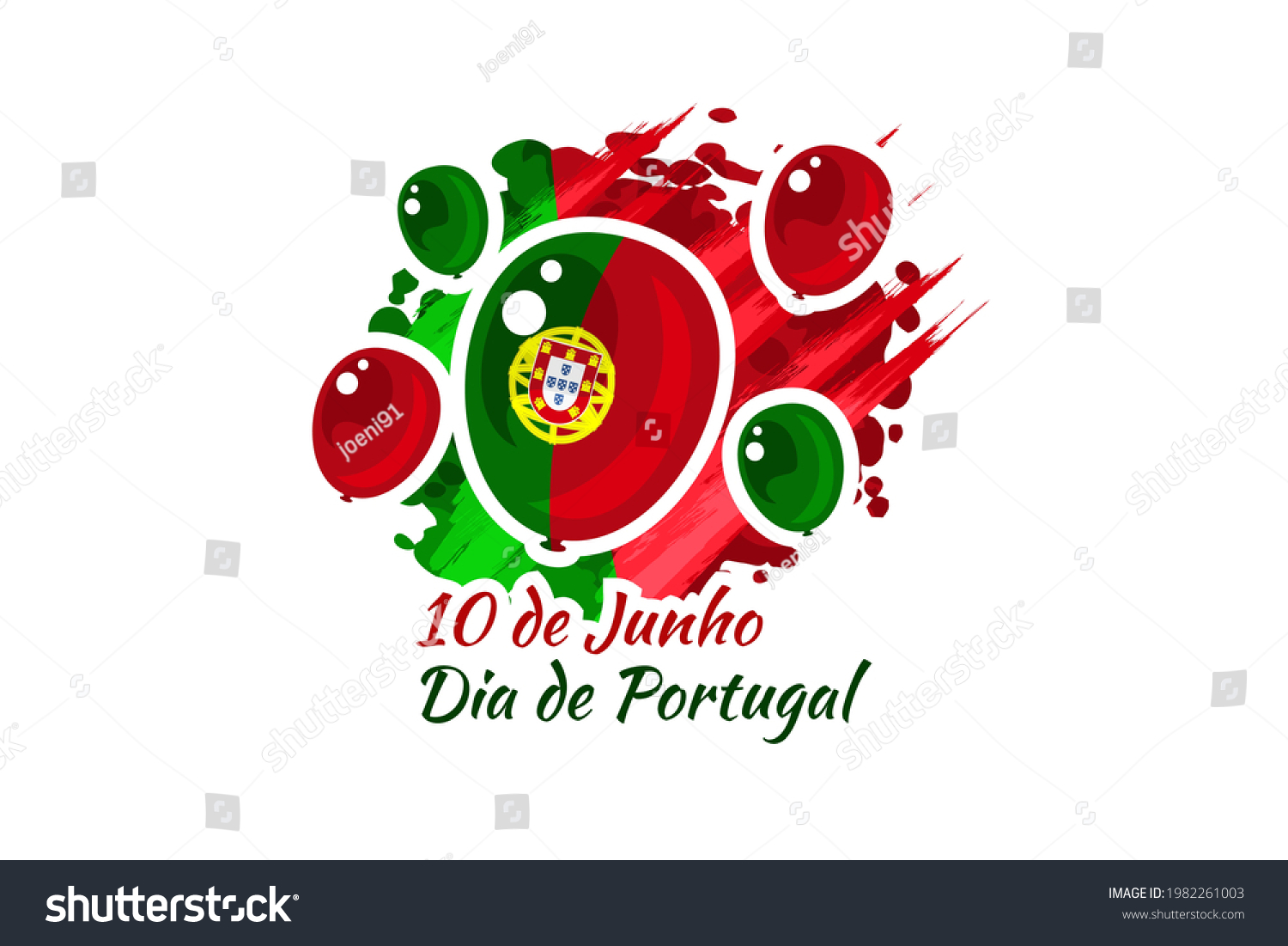 Translation June 10 Portugal Day National Stock Vector (Royalty Free