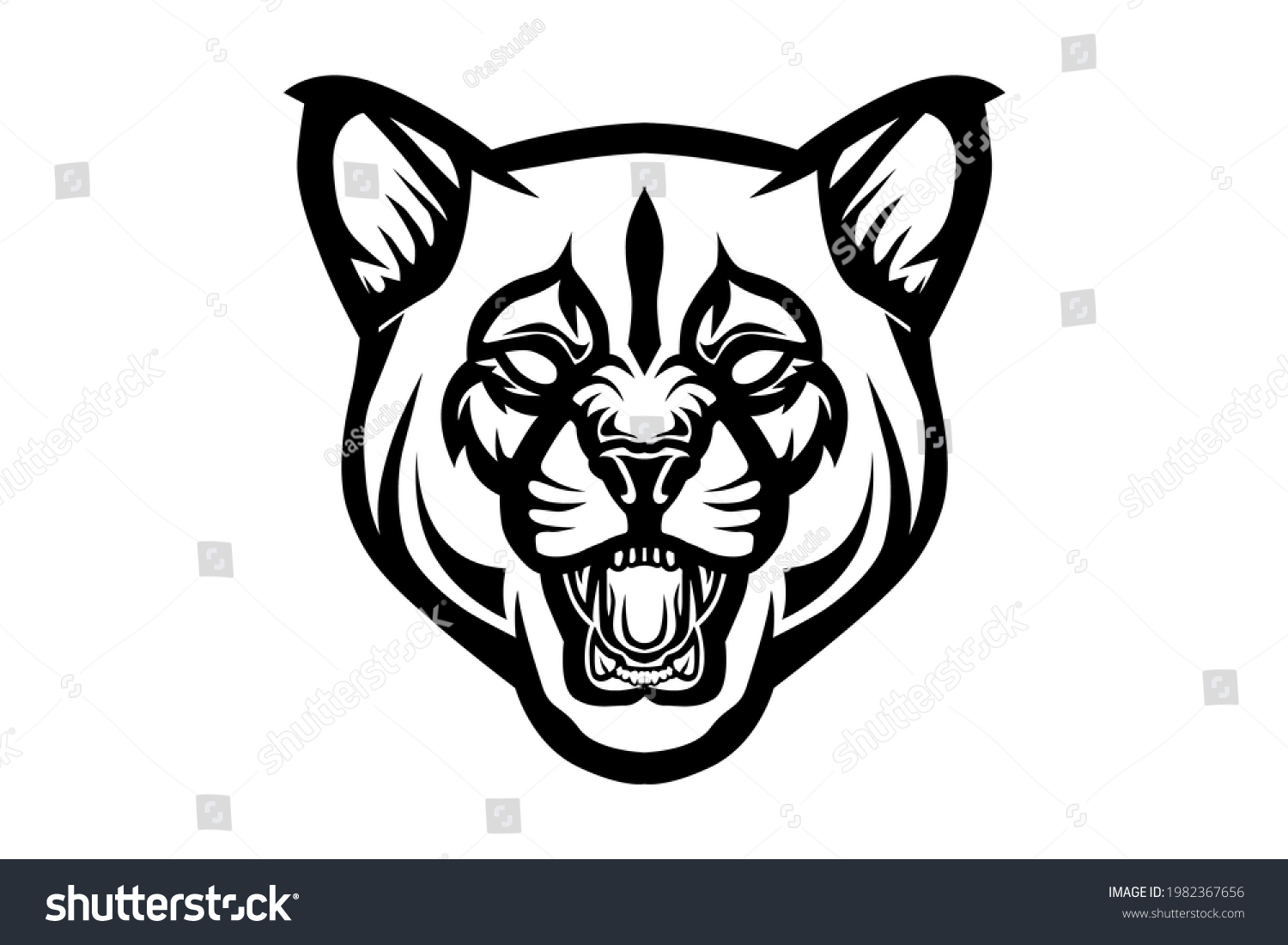 Angry Cougars Vector Logo Black White Stock Vector (Royalty Free ...