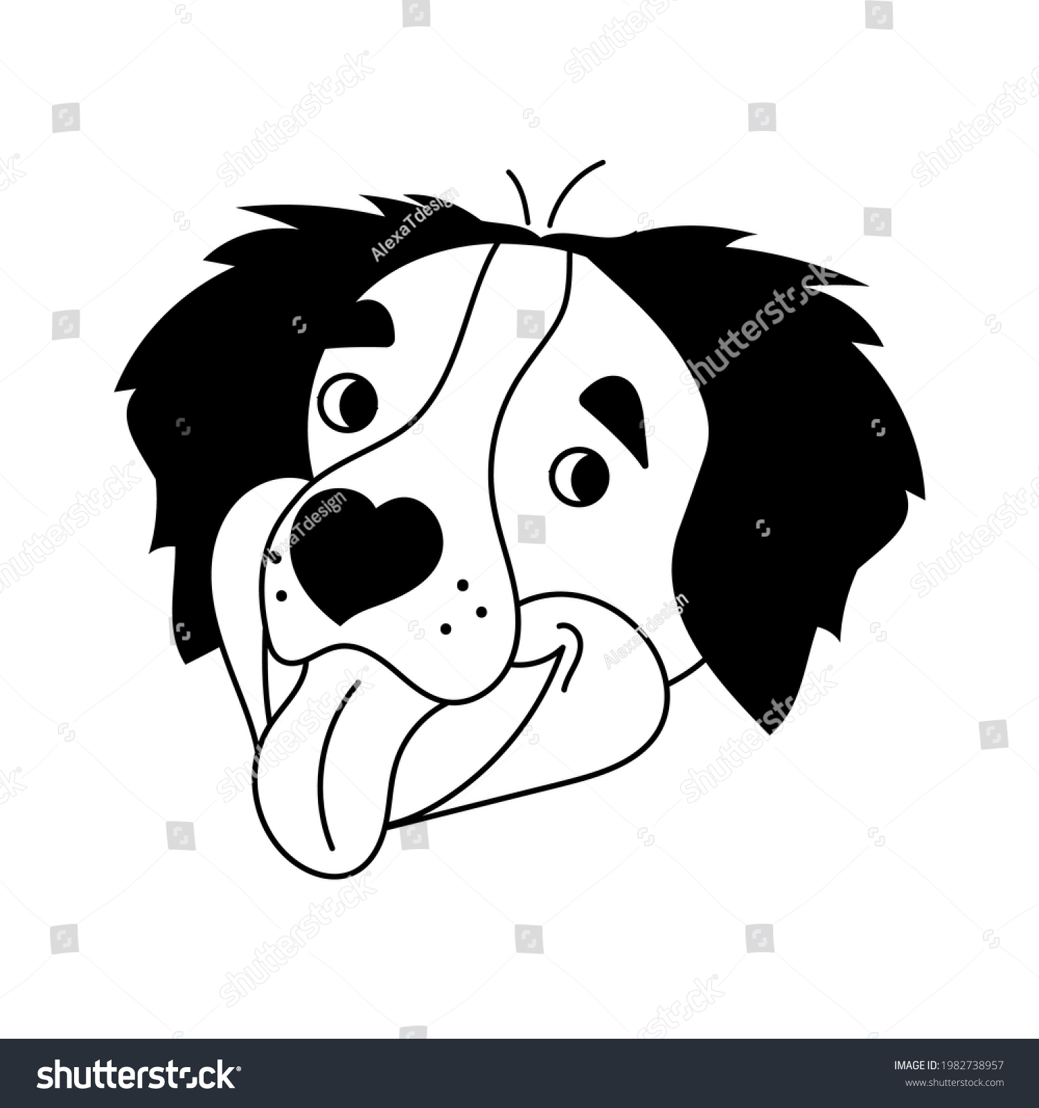 Cute Vector Black Doodle Dog Isolated Stock Vector (Royalty Free ...