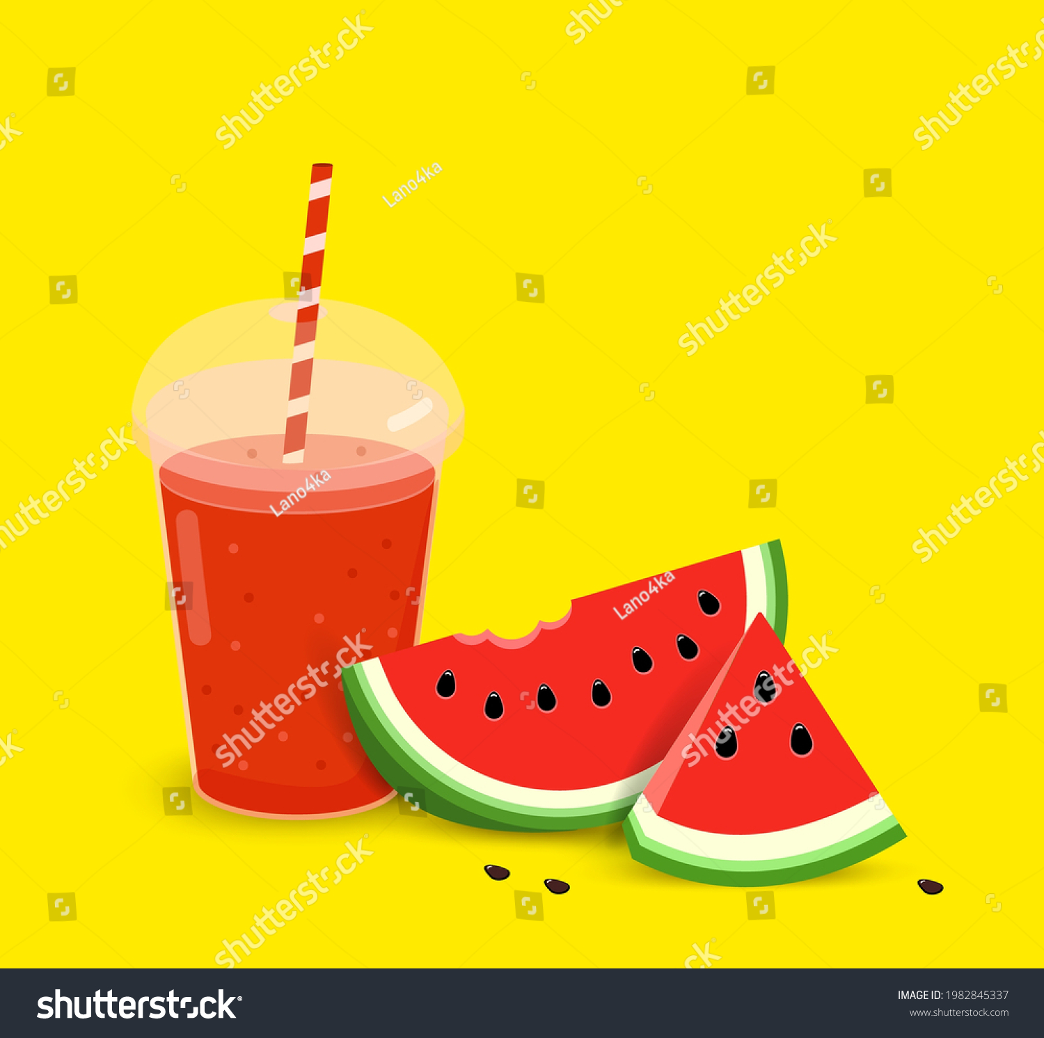 Watermelon Smoothie Plastic Cup Realistic Plastic Stock Vector (Royalty ...