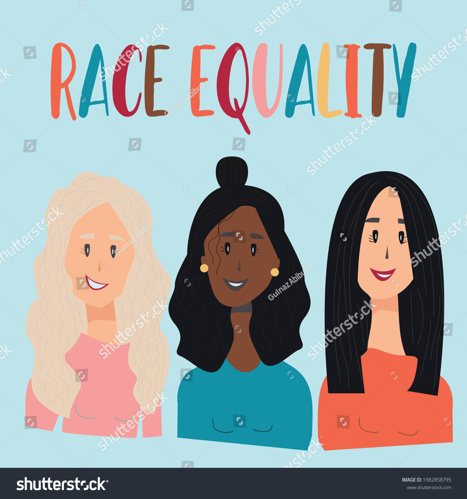 Race Equality Vector Illustration Three Different Stock Vector (Royalty ...