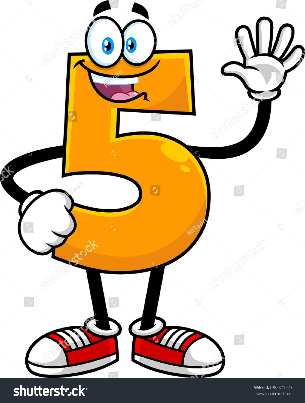 Funny Orange Number Five 5 Cartoon Stock Vector (Royalty Free ...