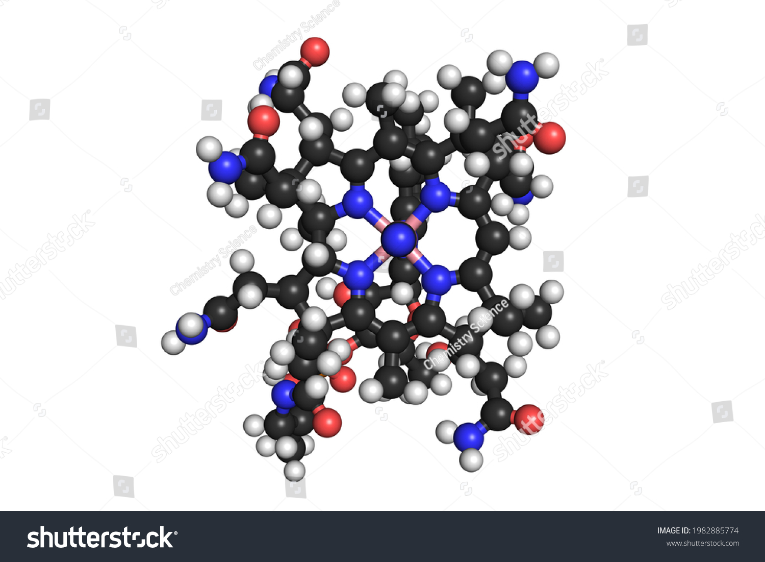 Molécula De Cianocobalamina B12 Estructura Química: Ilustración De ...