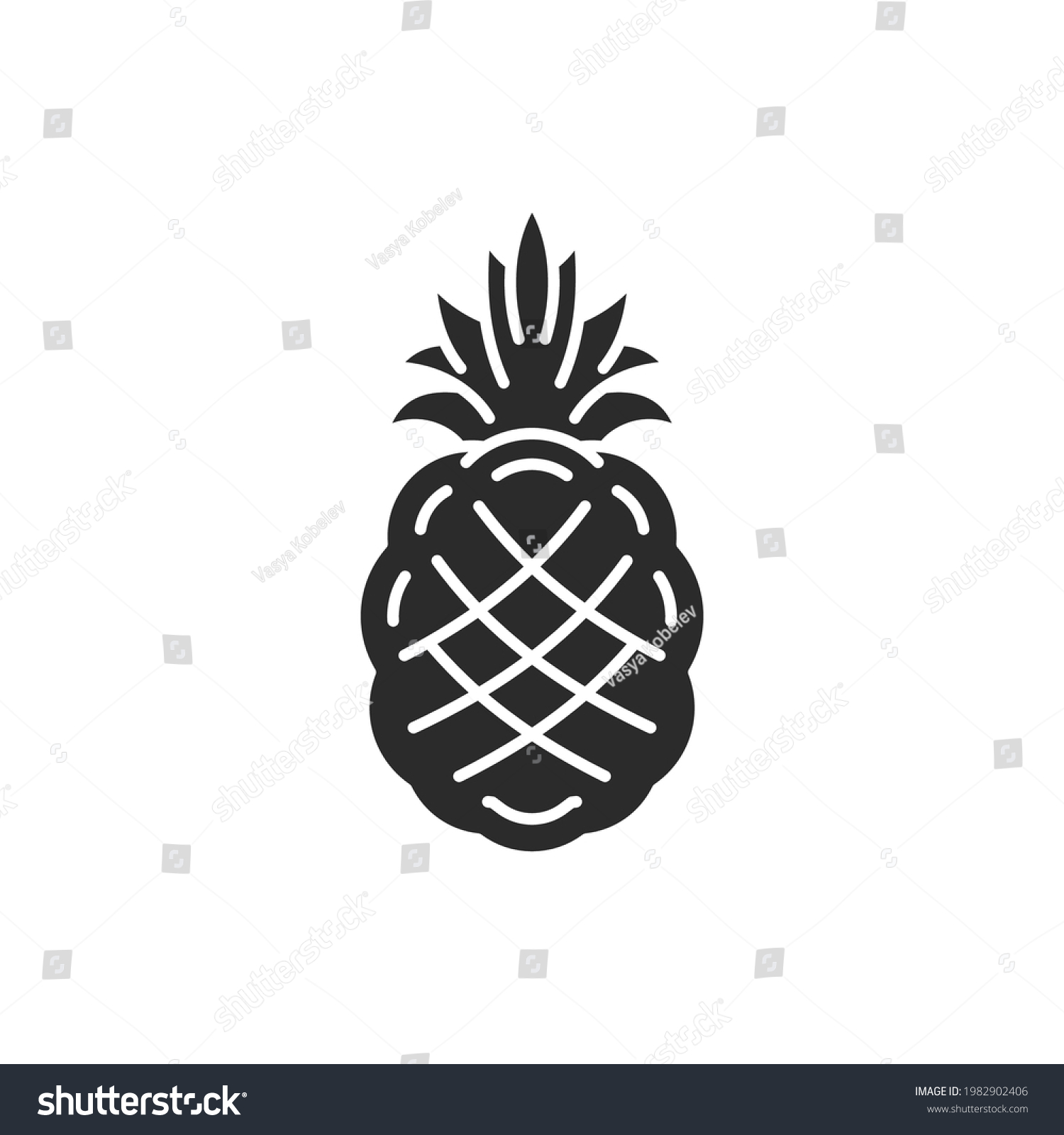 Elegant Exotic Pineapple Hand Drawn Silhouette Stock Vector (Royalty ...